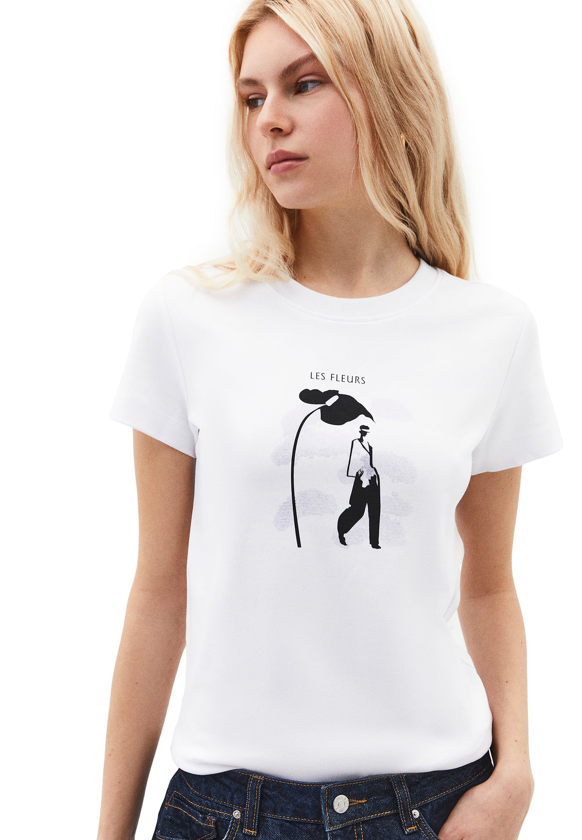 Printed Crew Neck Short Sleeve T-Shirt - White