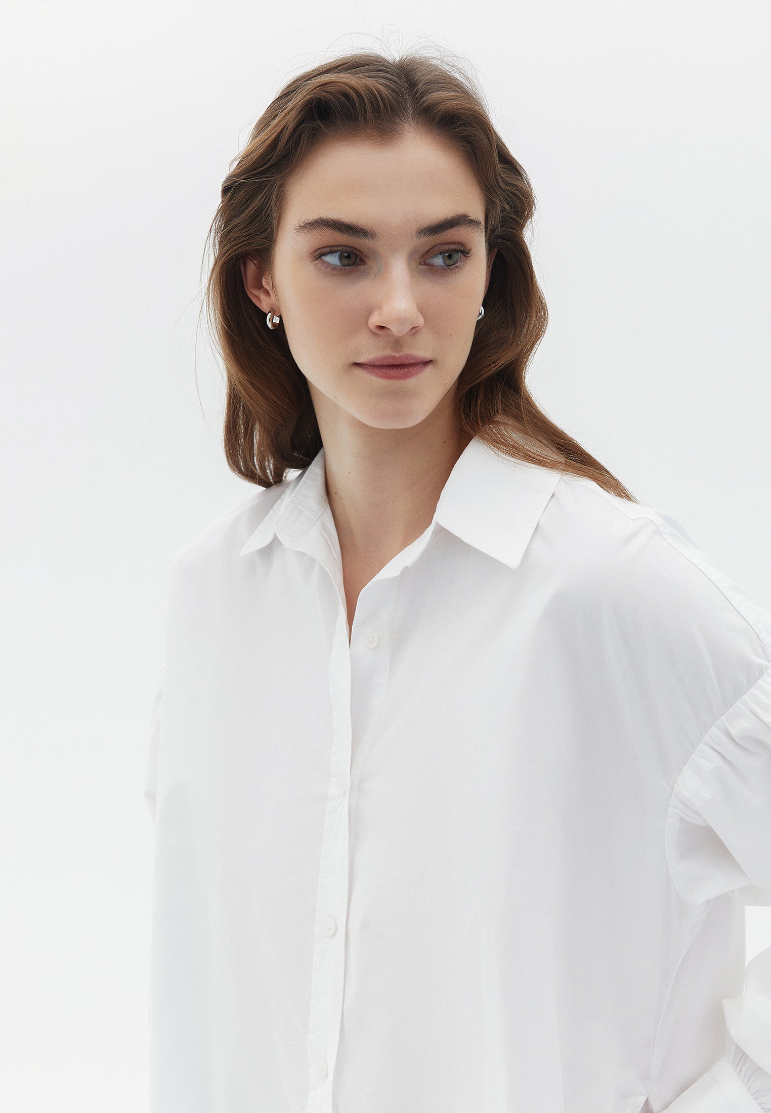 قميص تونيك بجيوب - أبيض