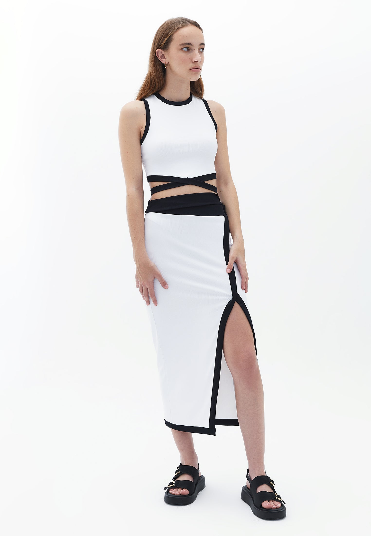 WRAP MIDI SKIRT - WHITE