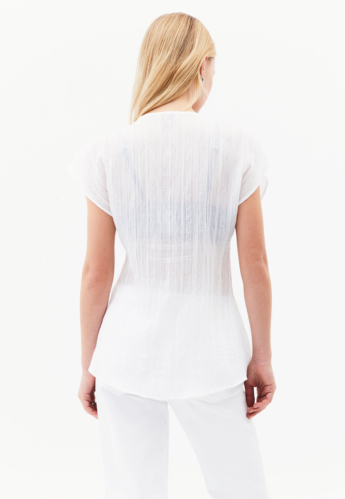 Tunic Blouse With Embroidery Details - White