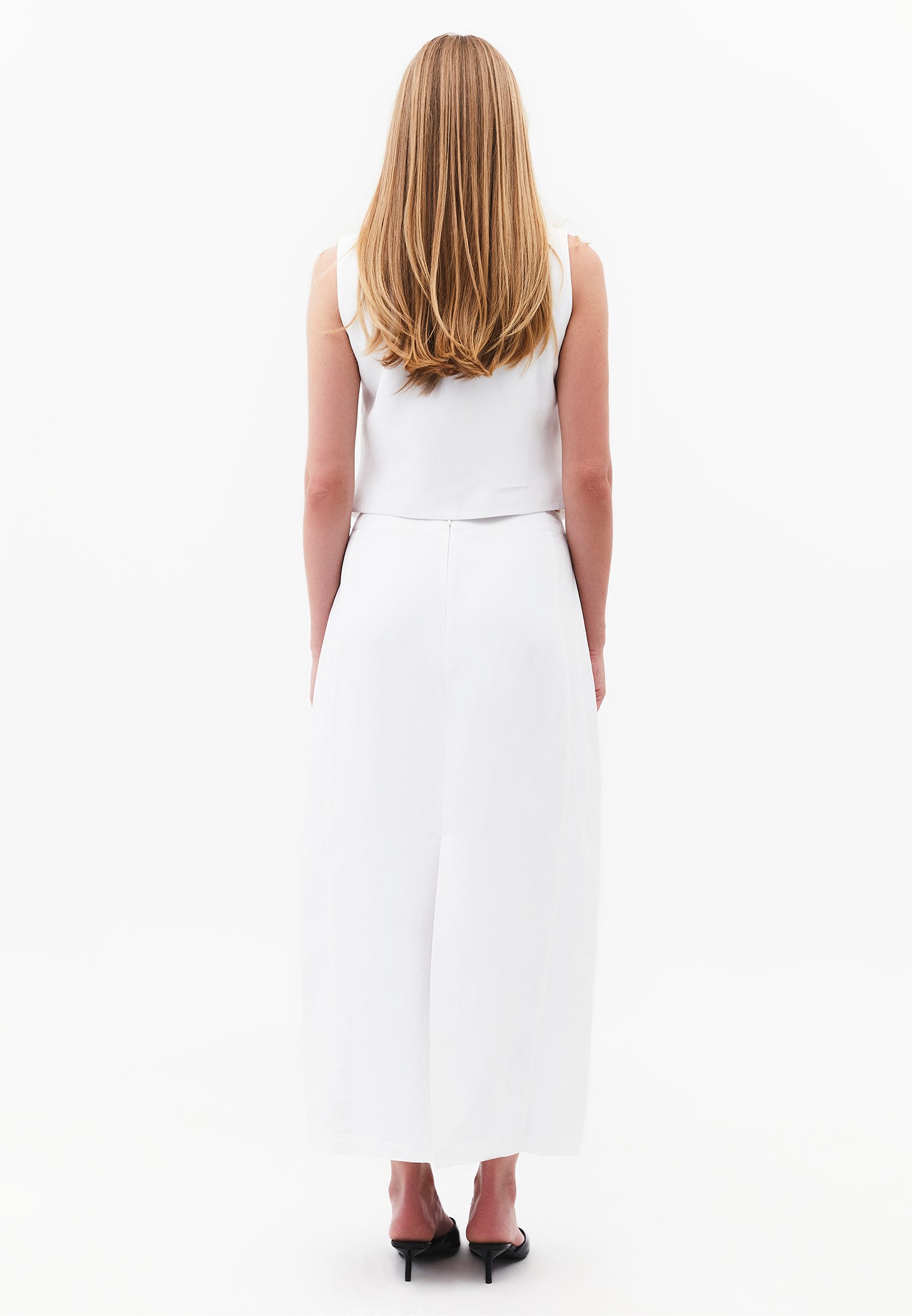 Maxi Skirt With Slit Detail - WHITE