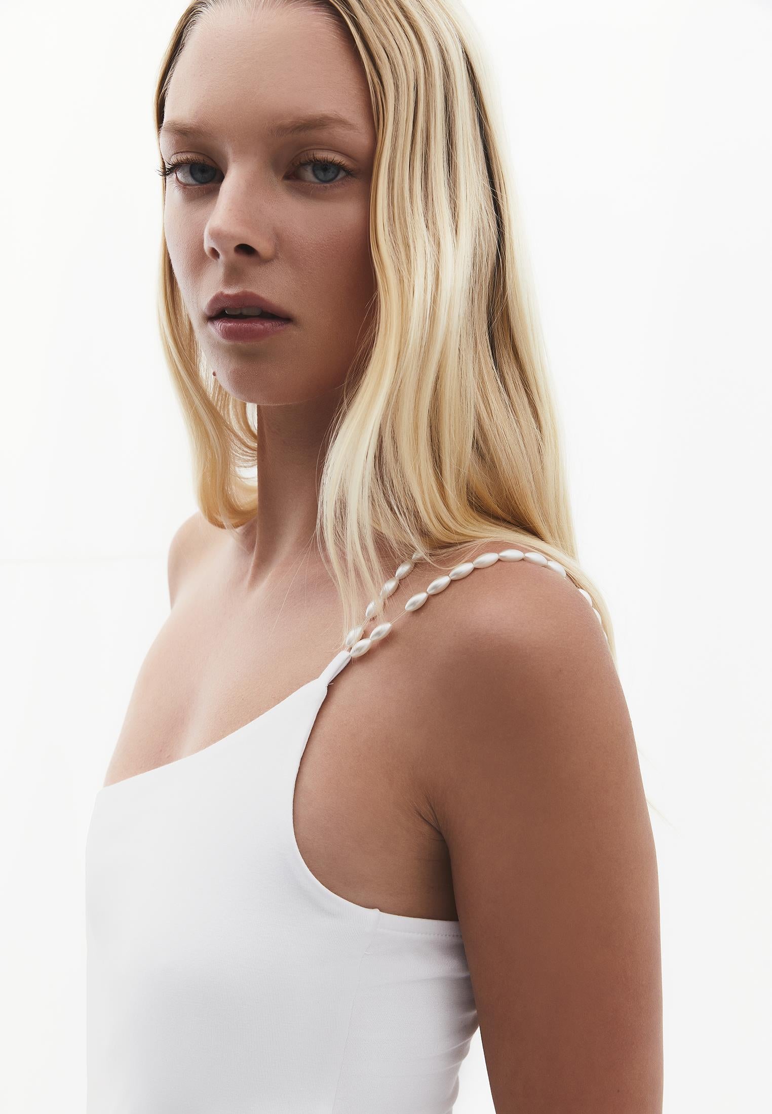 One Shoulder Bodycon Tank - WHITE