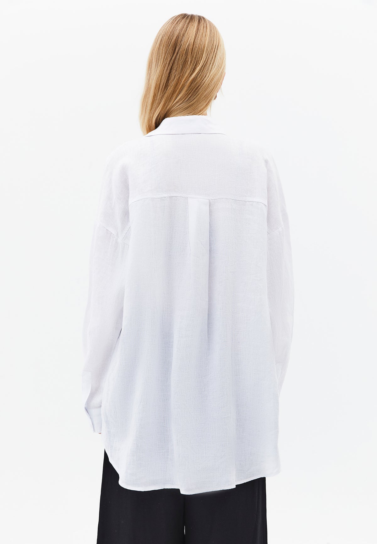 Oversize Shirt Collar Long Shirt - White