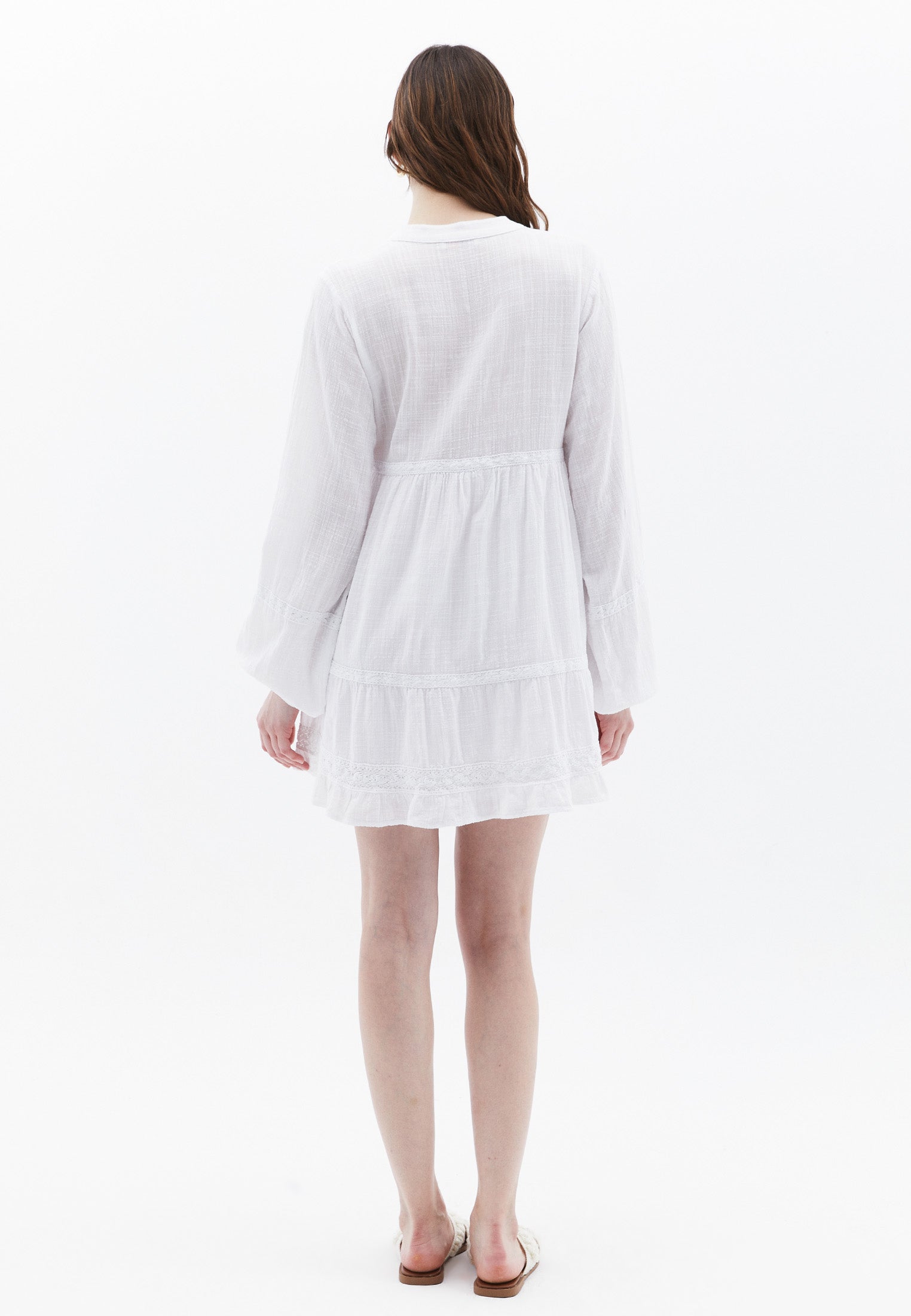 Balloon sleeve cotton dress - WHITE
