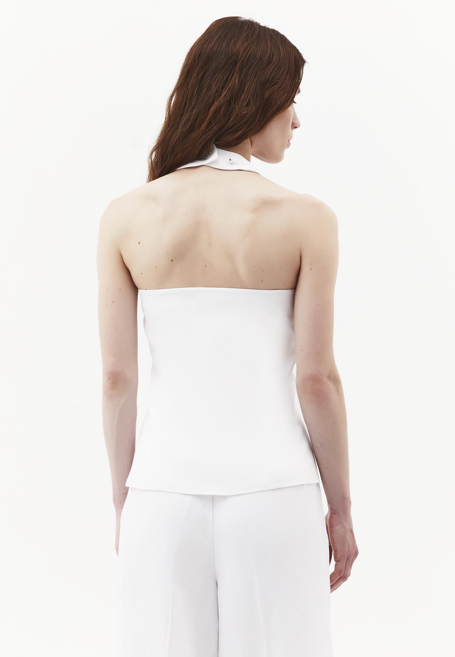 Standard Vest With Belt Detail And Halter Neck - WHITE