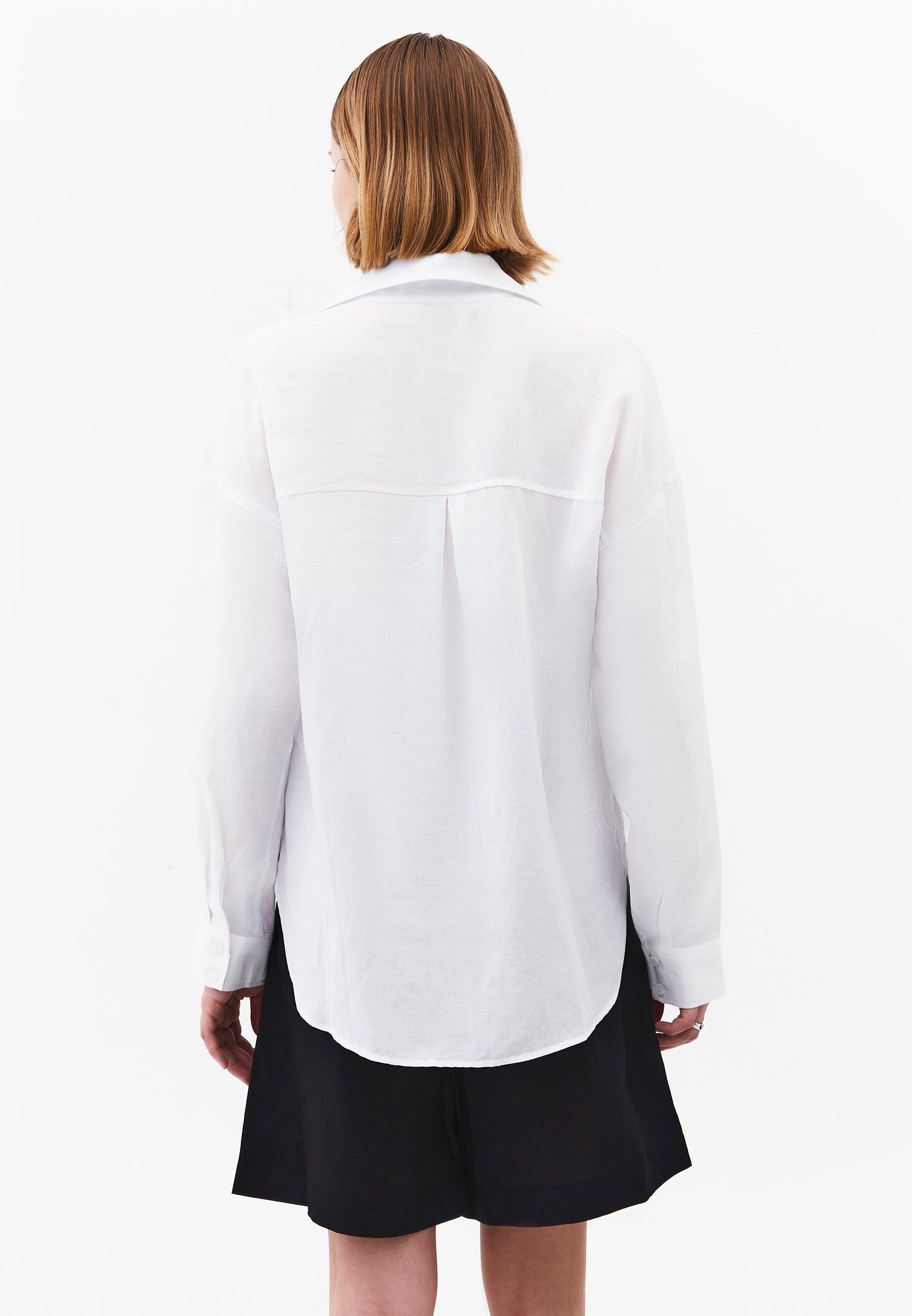 Long Sleeve Shirt With Button Details - WHITE