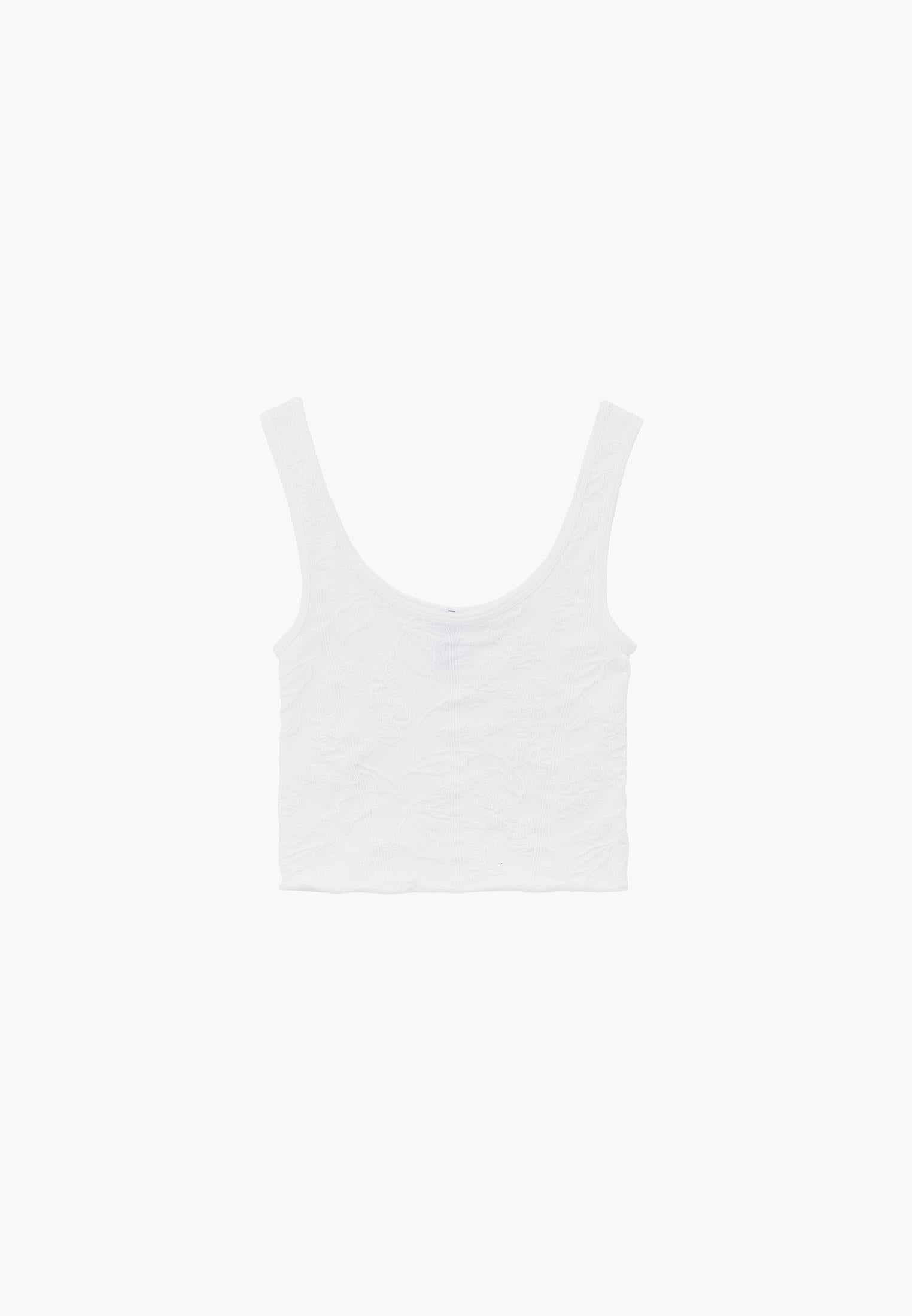 U Neck Sleeveless Cropped Bodycon Tank Top - WHITE