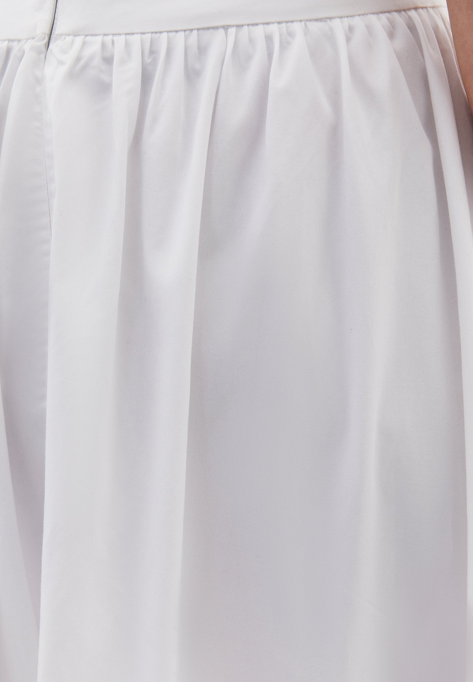Flared Long High Waist Woven Skirt - WHITE