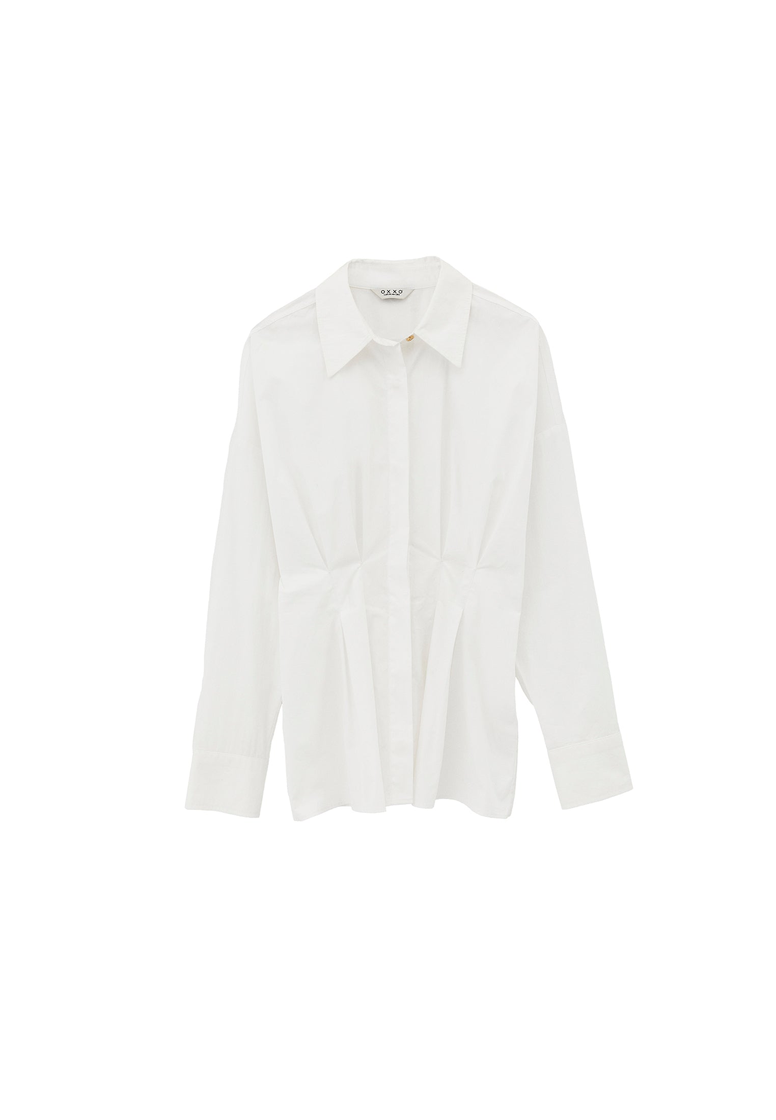 Standard Pleated Shirt With Closed Fit - WHITE