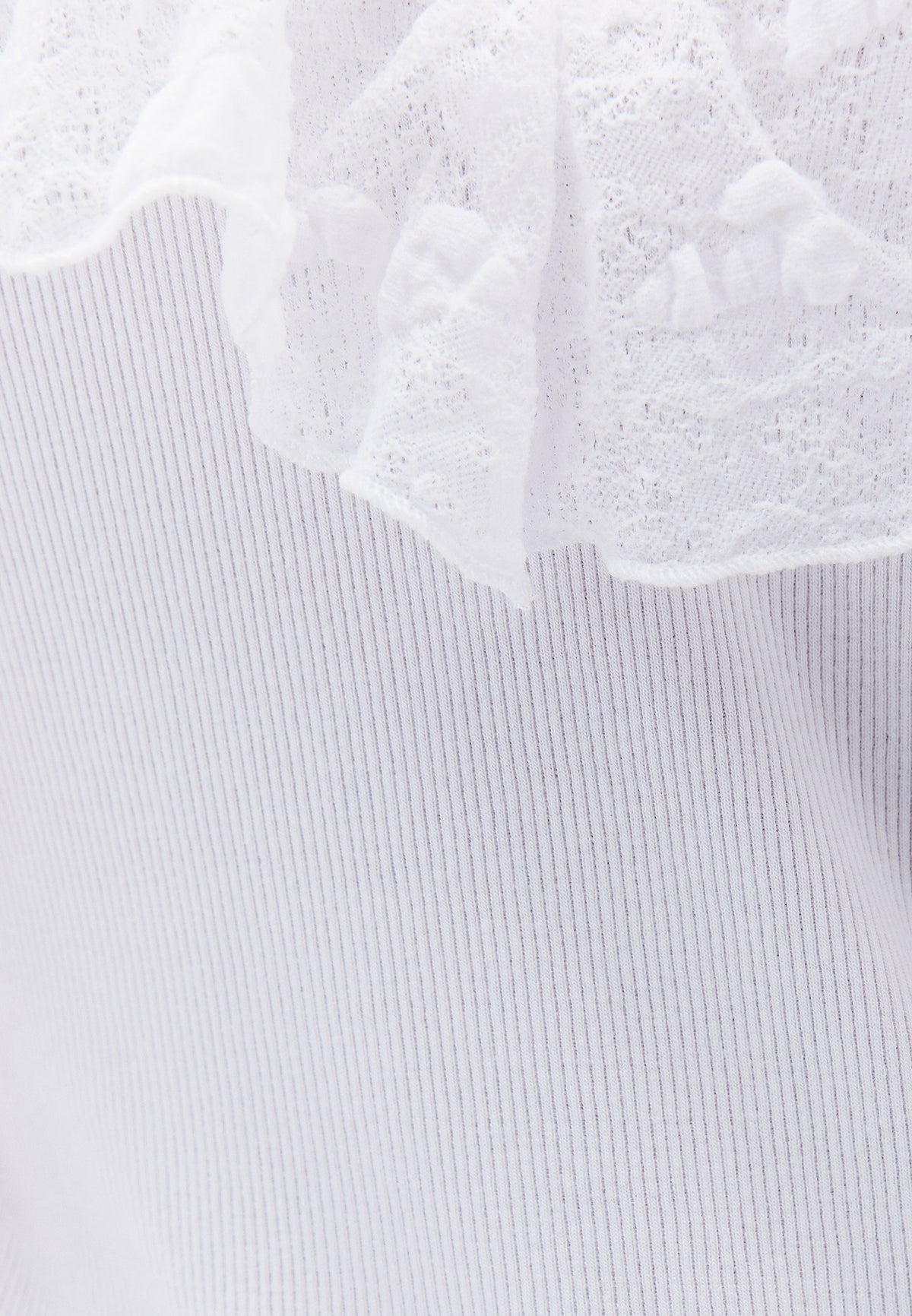 V Neck Frilled Tank Top - WHITE