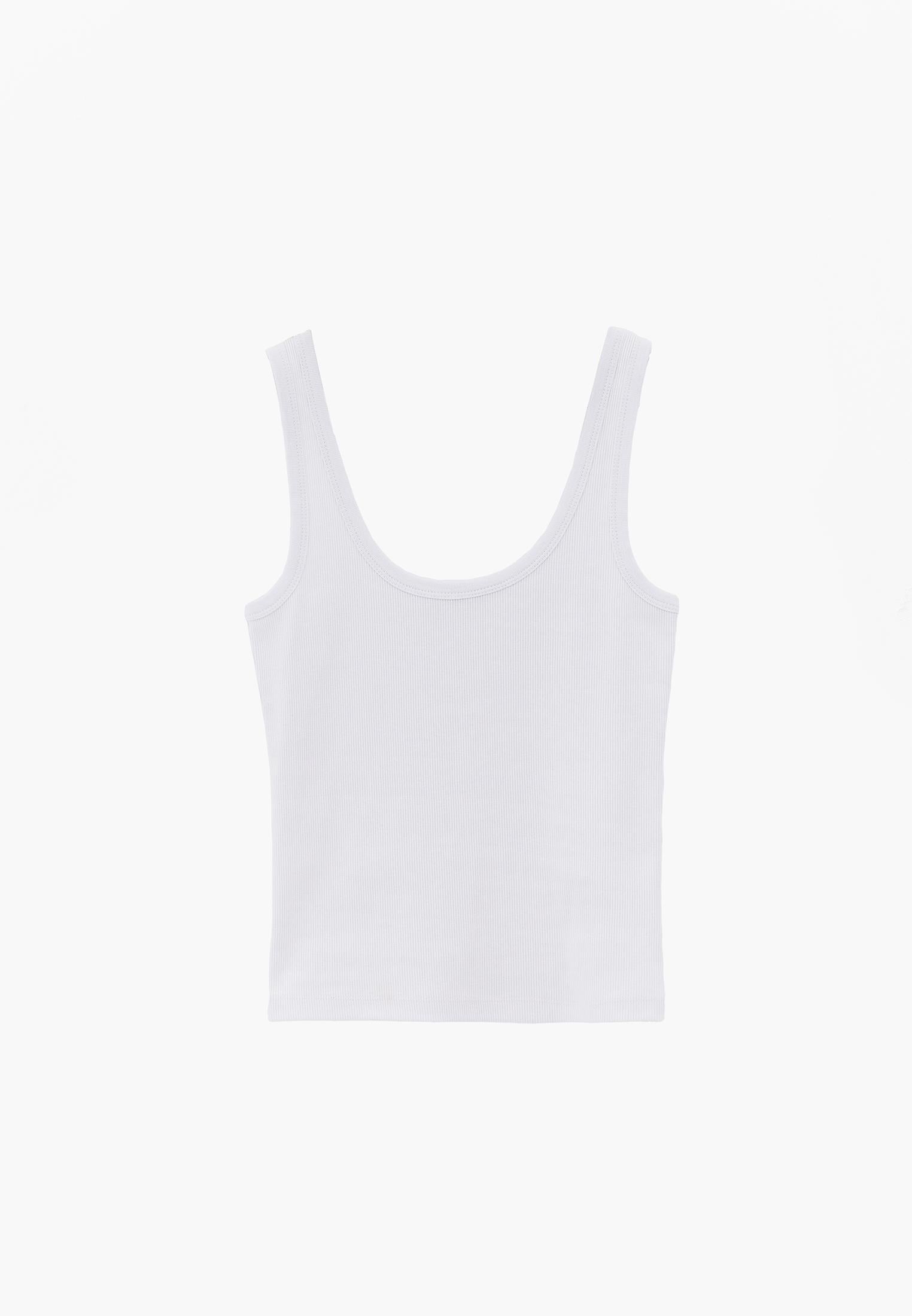 U Neck Bodycon Ribbed Tank Top - WHITE