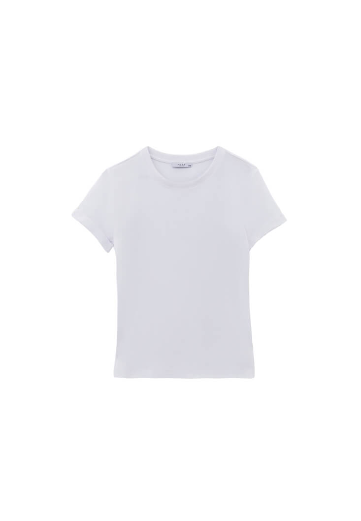 Women's Crew Neck Short Sleeve T-Shirt - WHITE