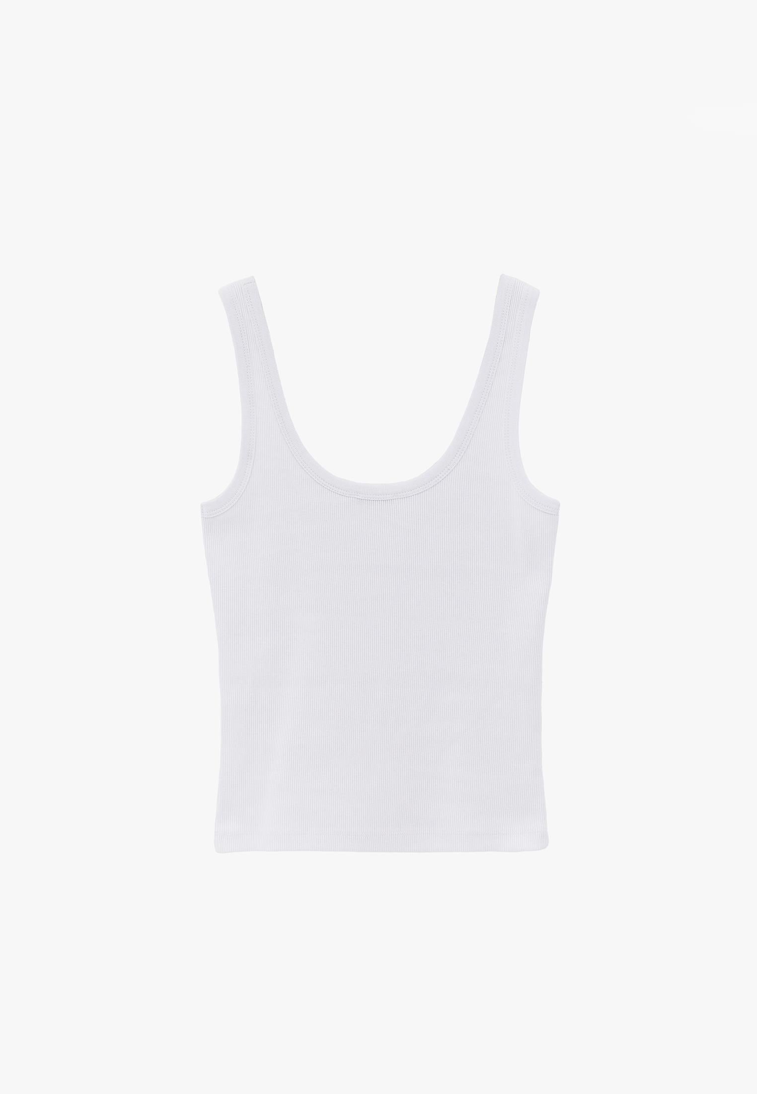 U Neck Bodycon Ribbed Tank Top - WHITE