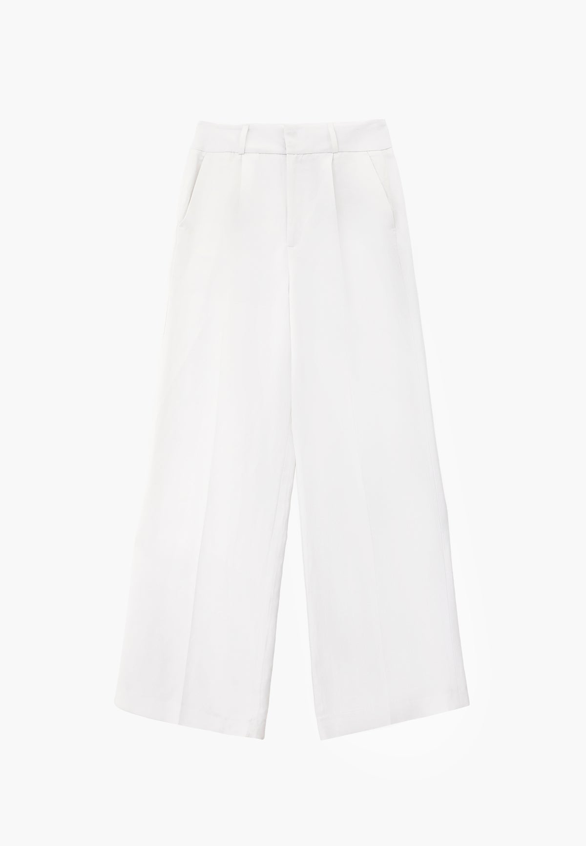 Wide Leg Pleated Ultra High Waist Long Pants - WHITE