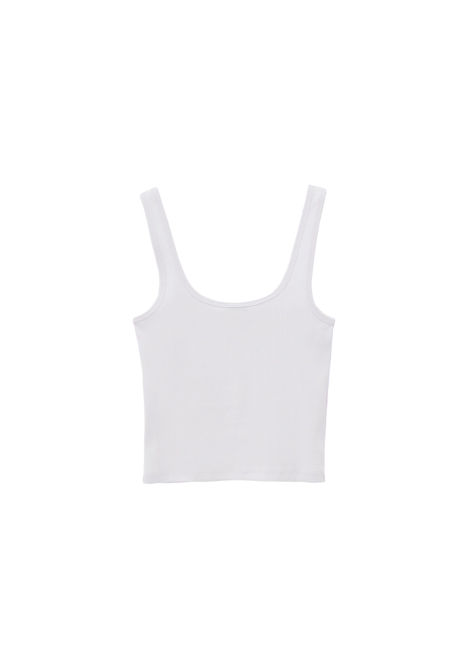 U Neck Bodycon Tank Top - WHITE