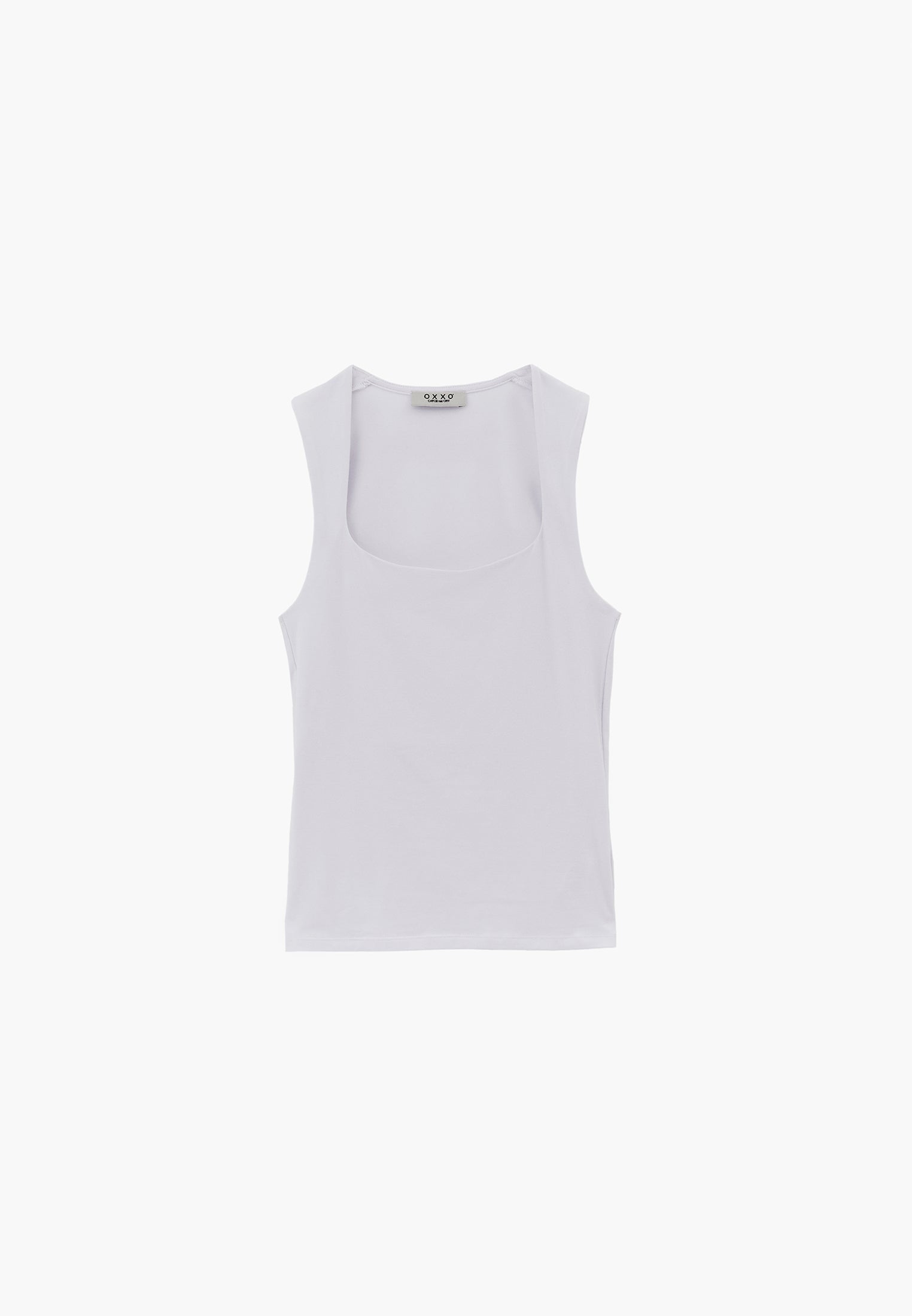 Square Neck Bodycon Standard Tank Top - WHITE