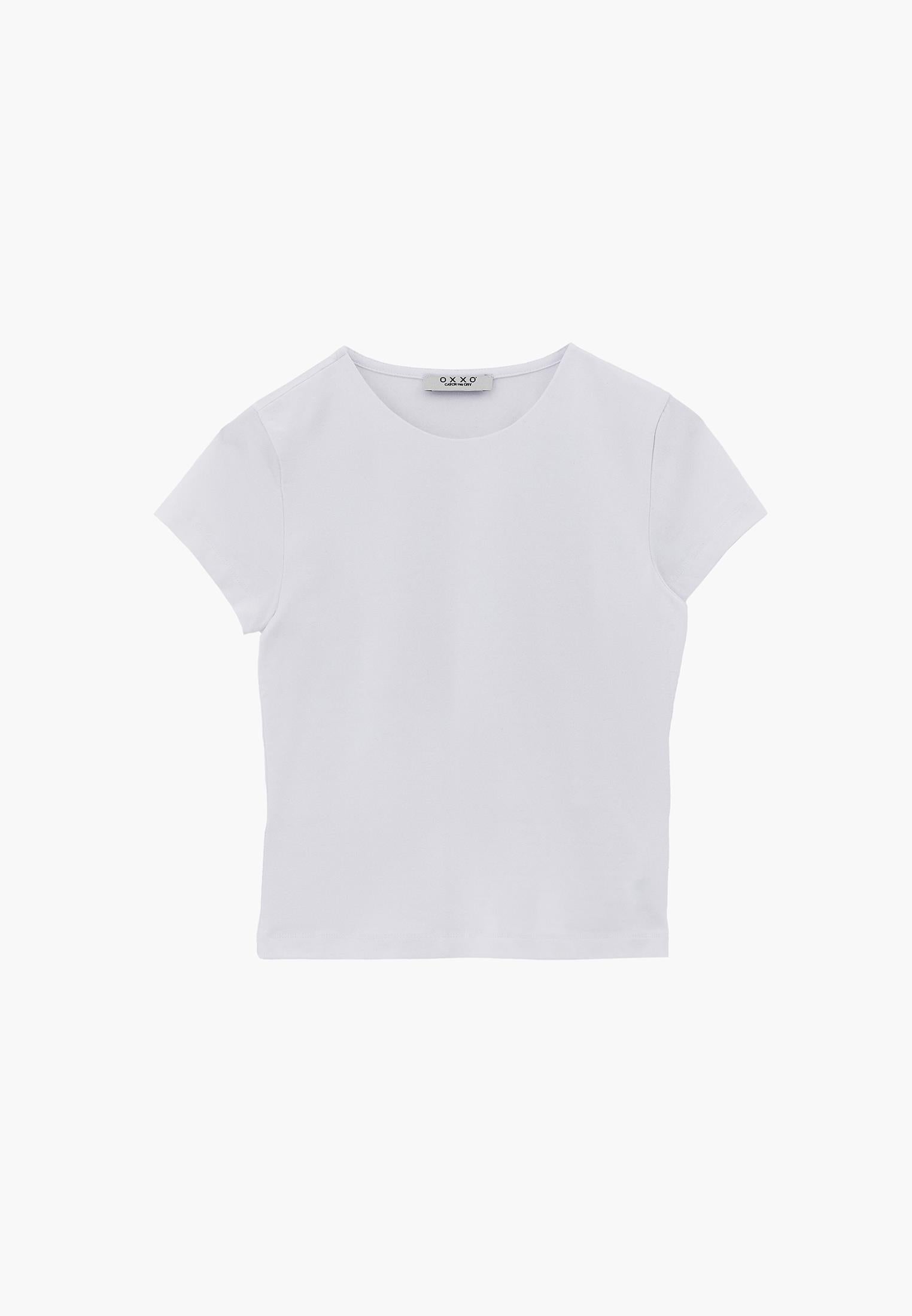 Bodycon T-Shirt Crew Neck - WHITE