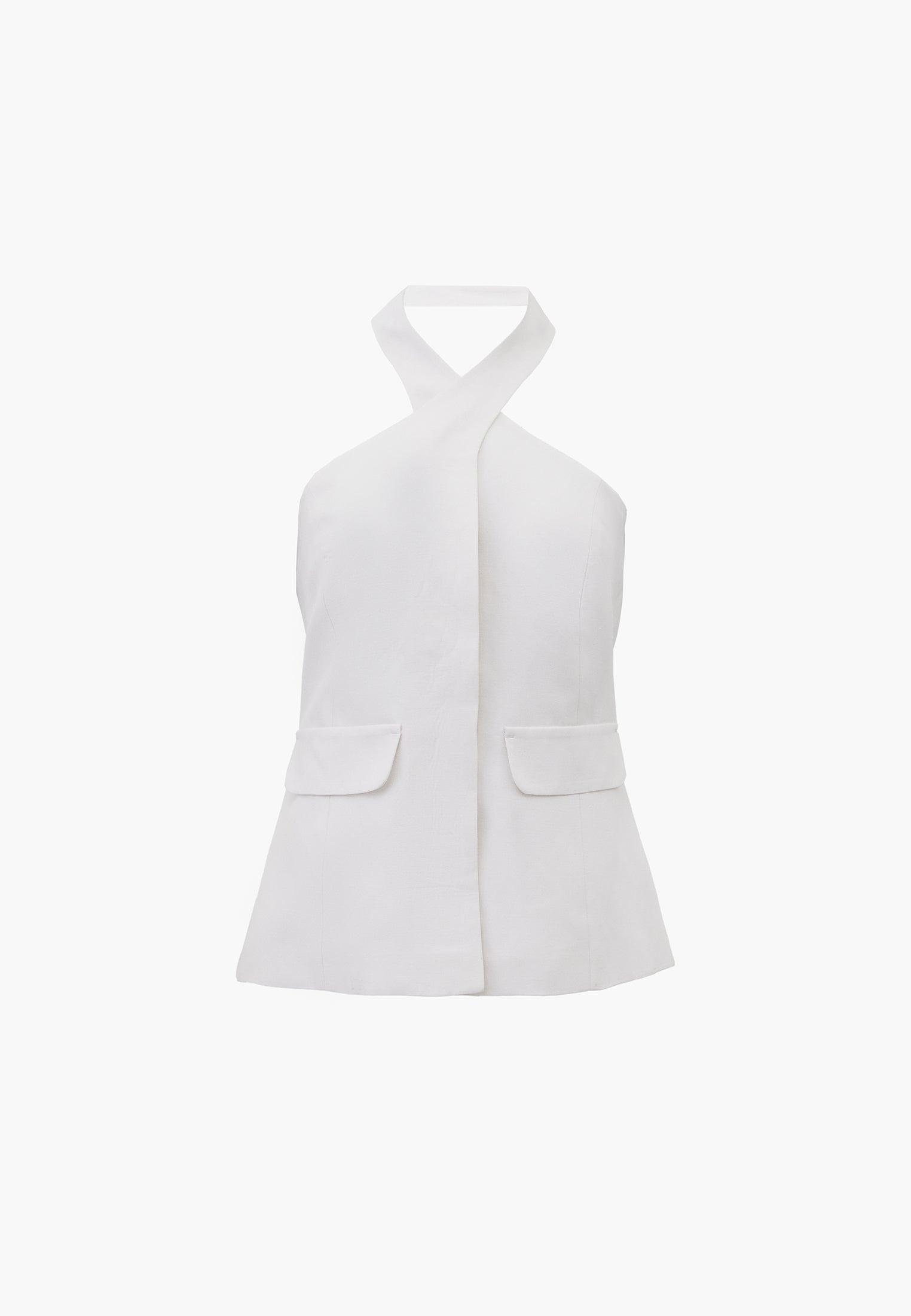 Standard Vest With Belt Detail And Halter Neck - WHITE