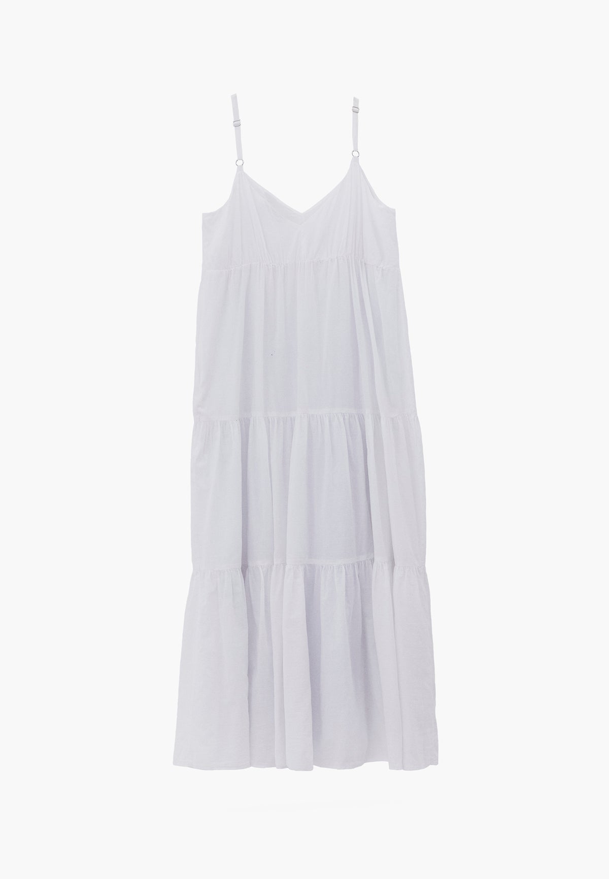 V Neck Ruched Long Dress - White