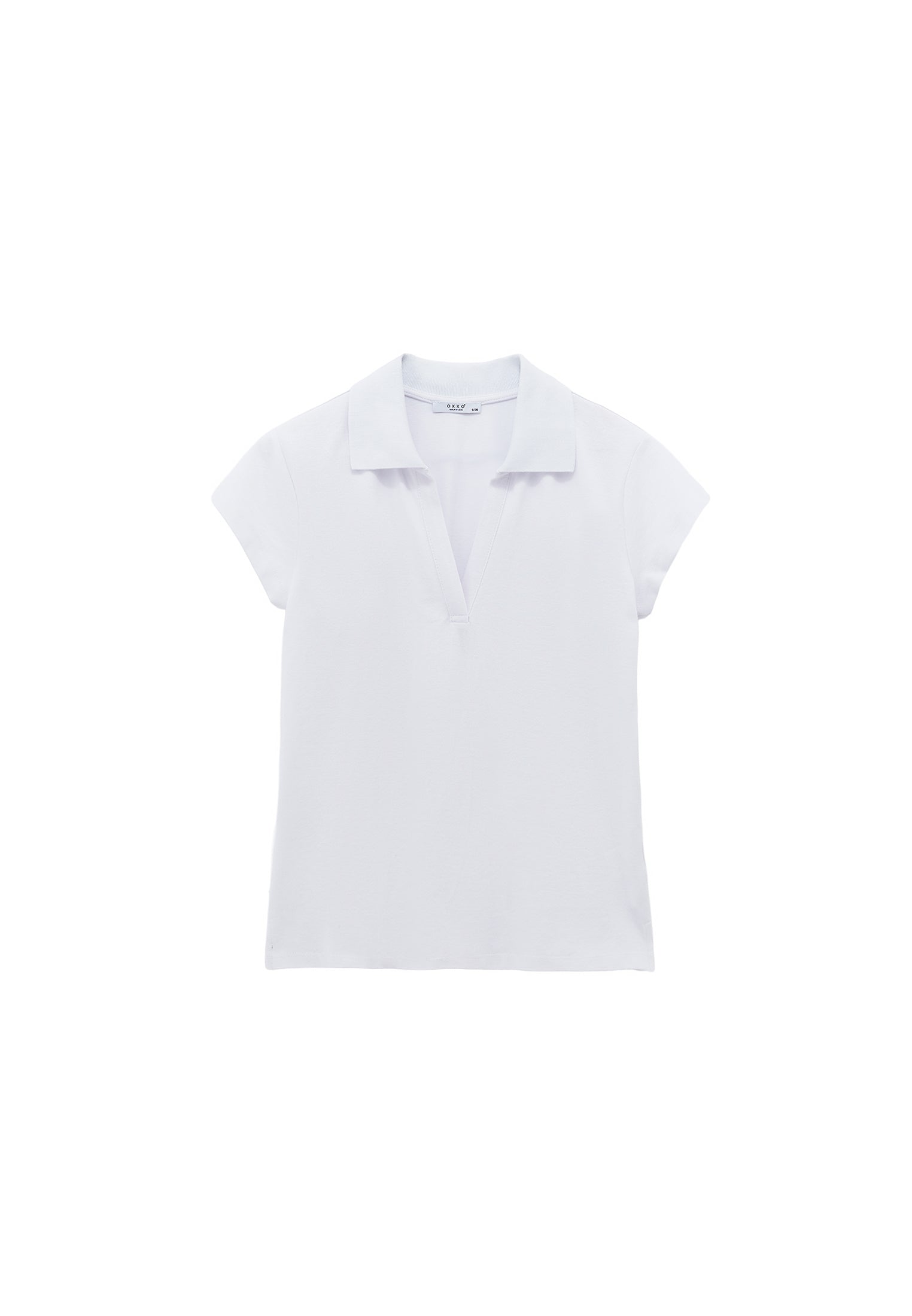 Polo Collar Short Sleeve Standard T-Shirt - WHITE