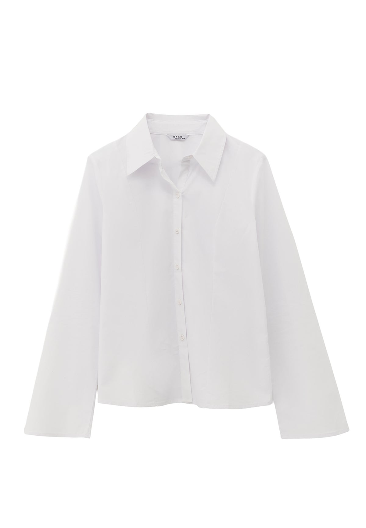 Shirt Collar Long Sleeve Buttoned Shirt - WHITE