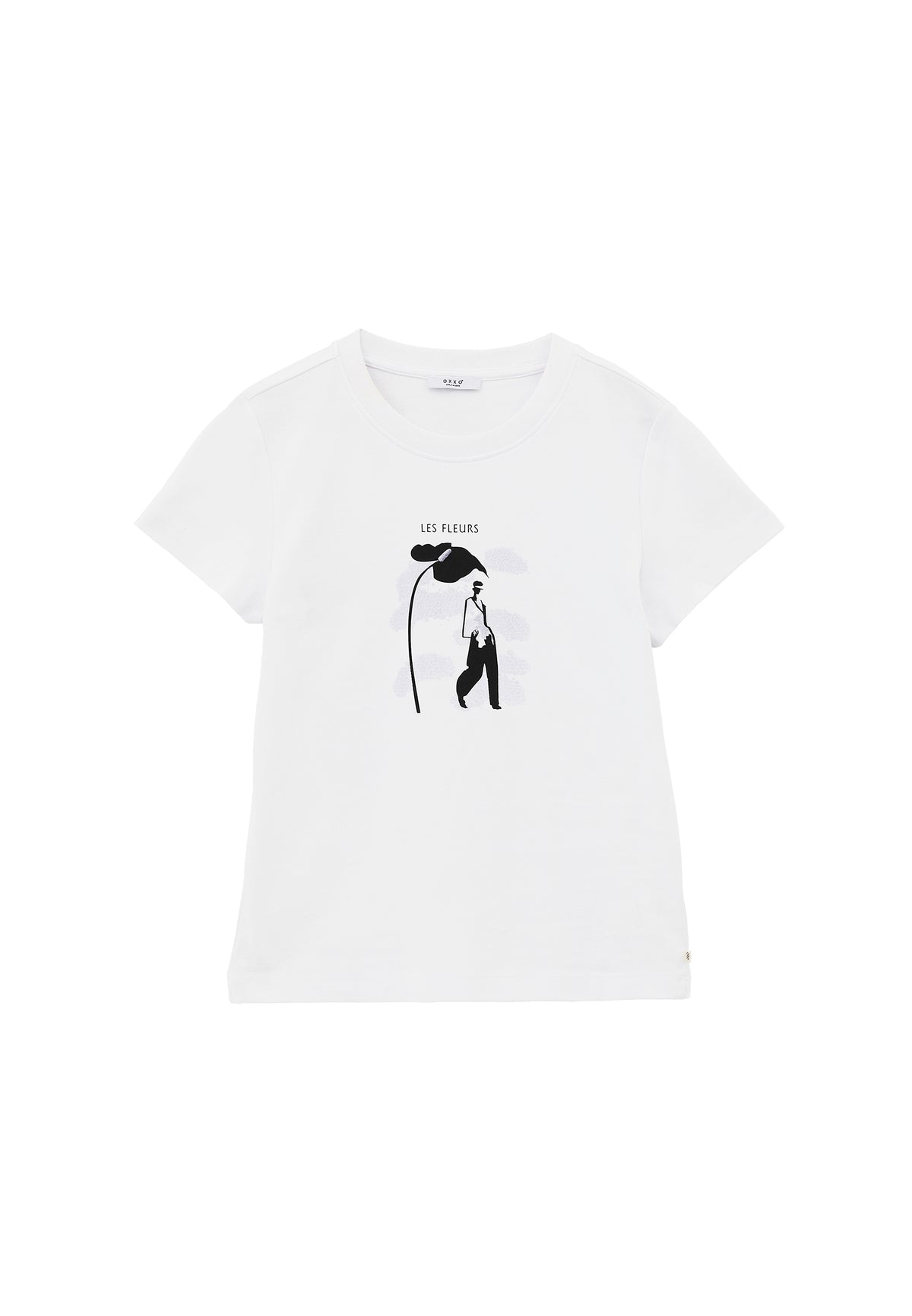 Printed Crew Neck Short Sleeve T-Shirt - White