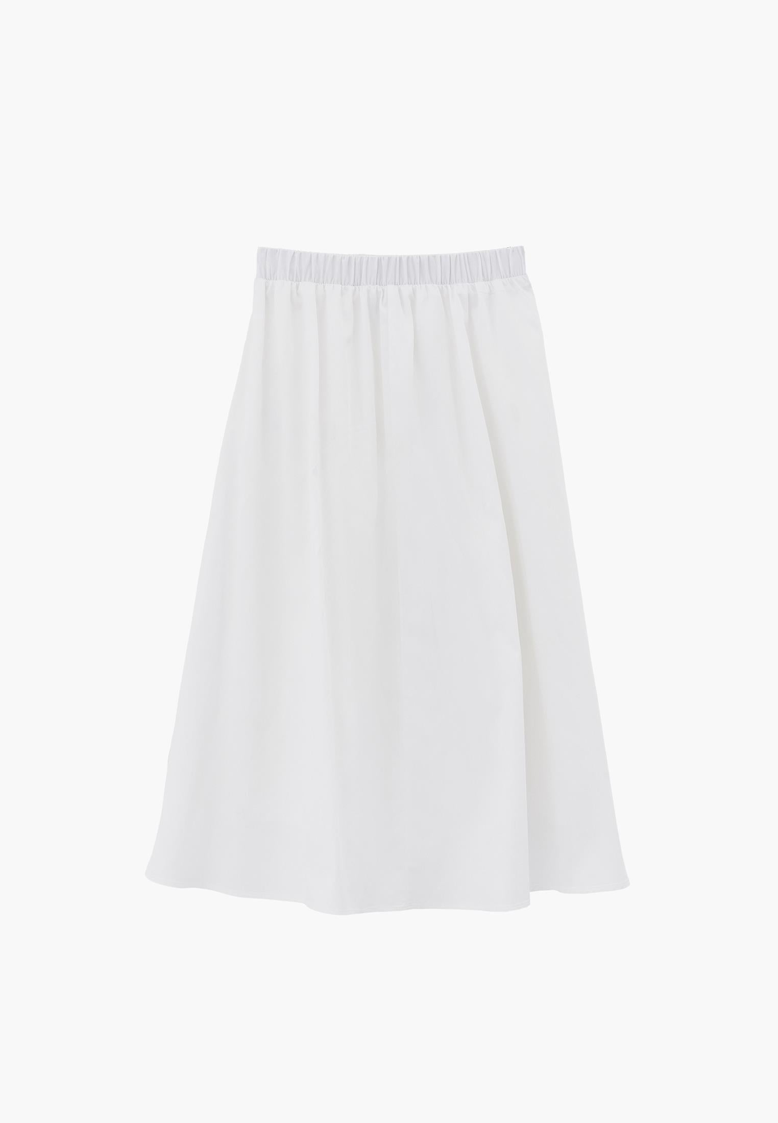 Pleated Flared Midi Skirt - WHITE