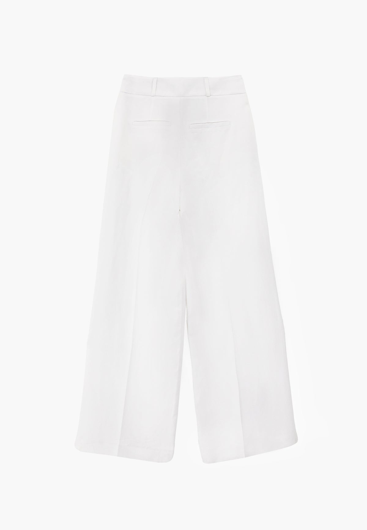 Wide Leg Pleated Ultra High Waist Long Pants - WHITE
