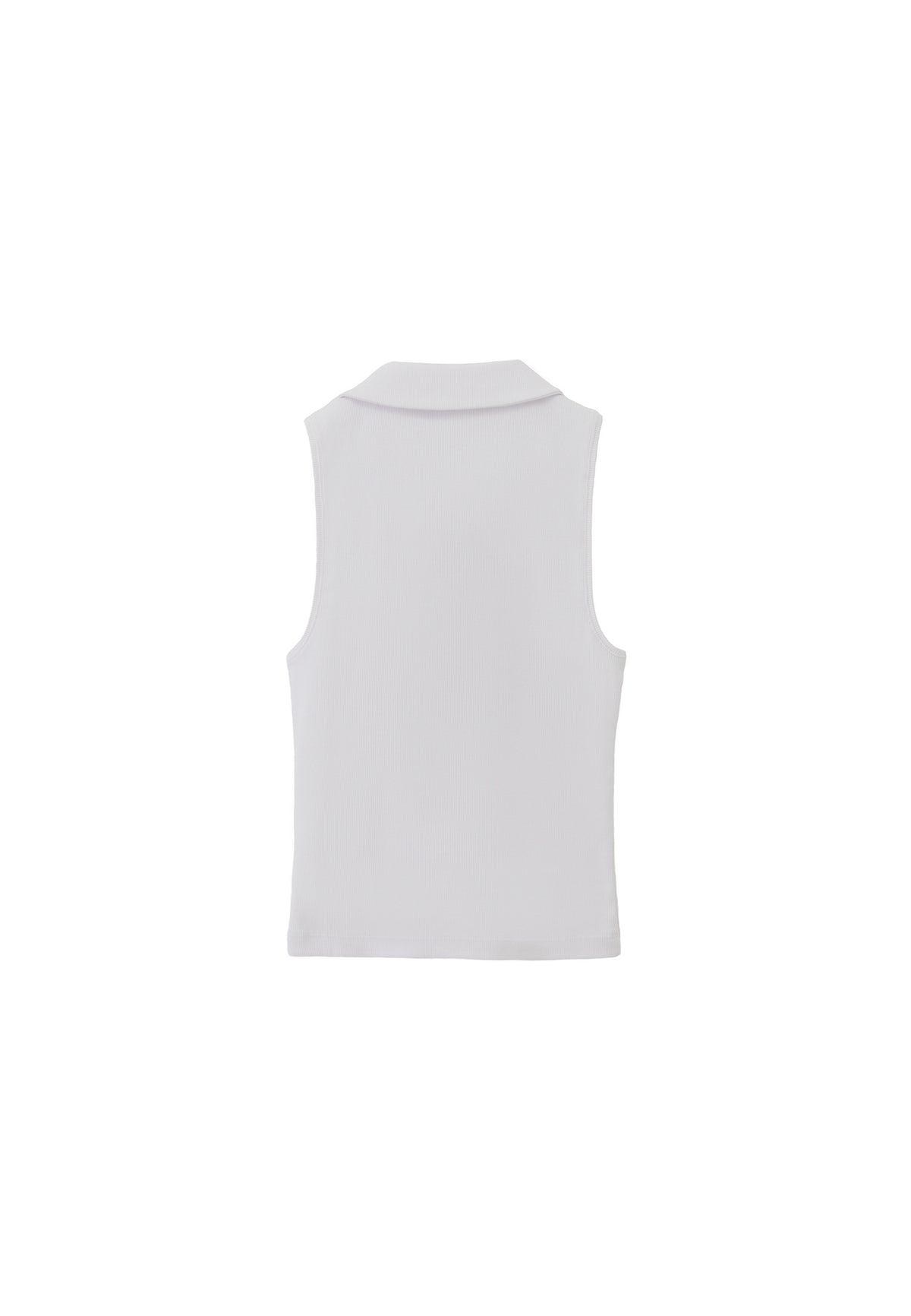 Polo Neck Tank Top - White