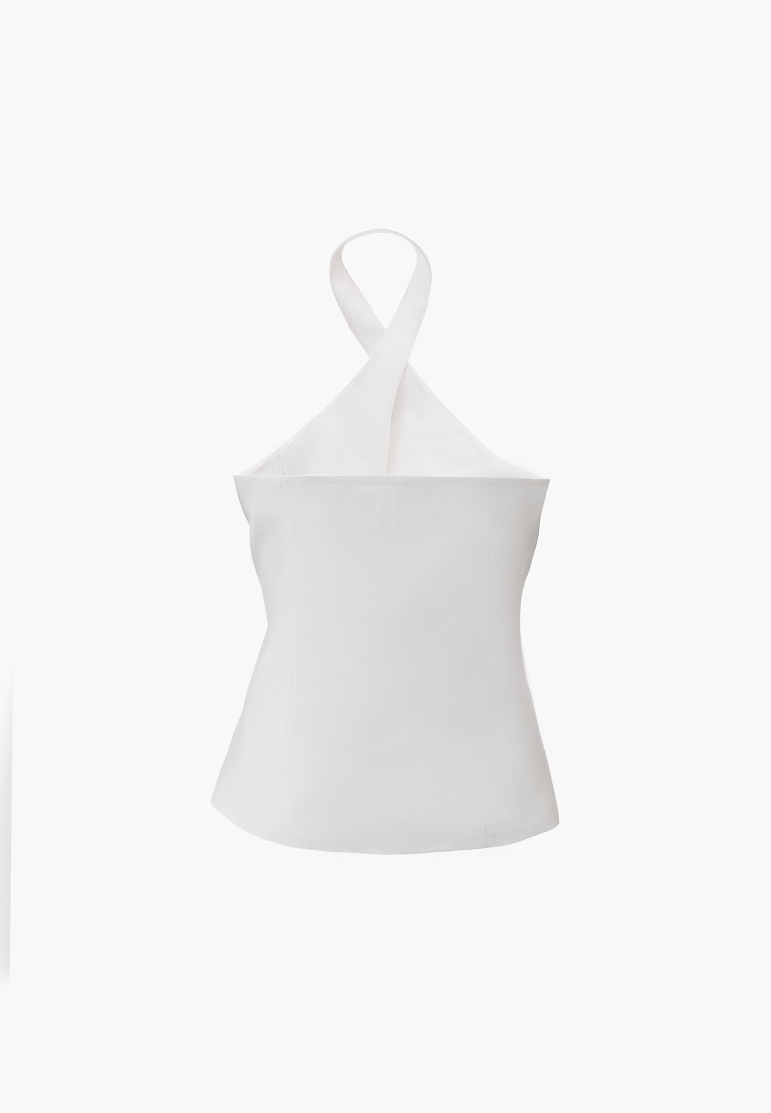 Standard Vest With Belt Detail And Halter Neck - WHITE