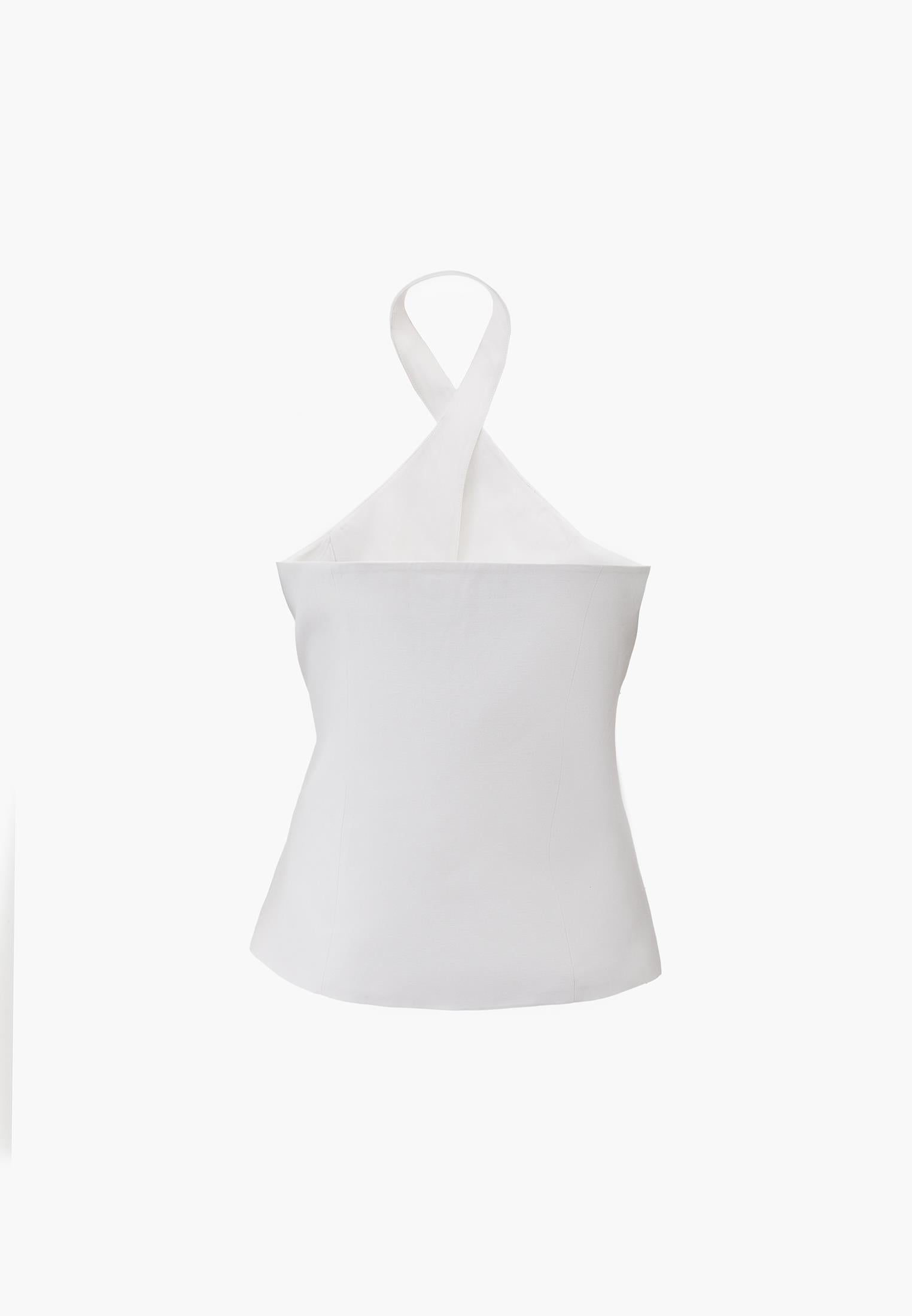 Standard Vest With Belt Detail And Halter Neck - WHITE