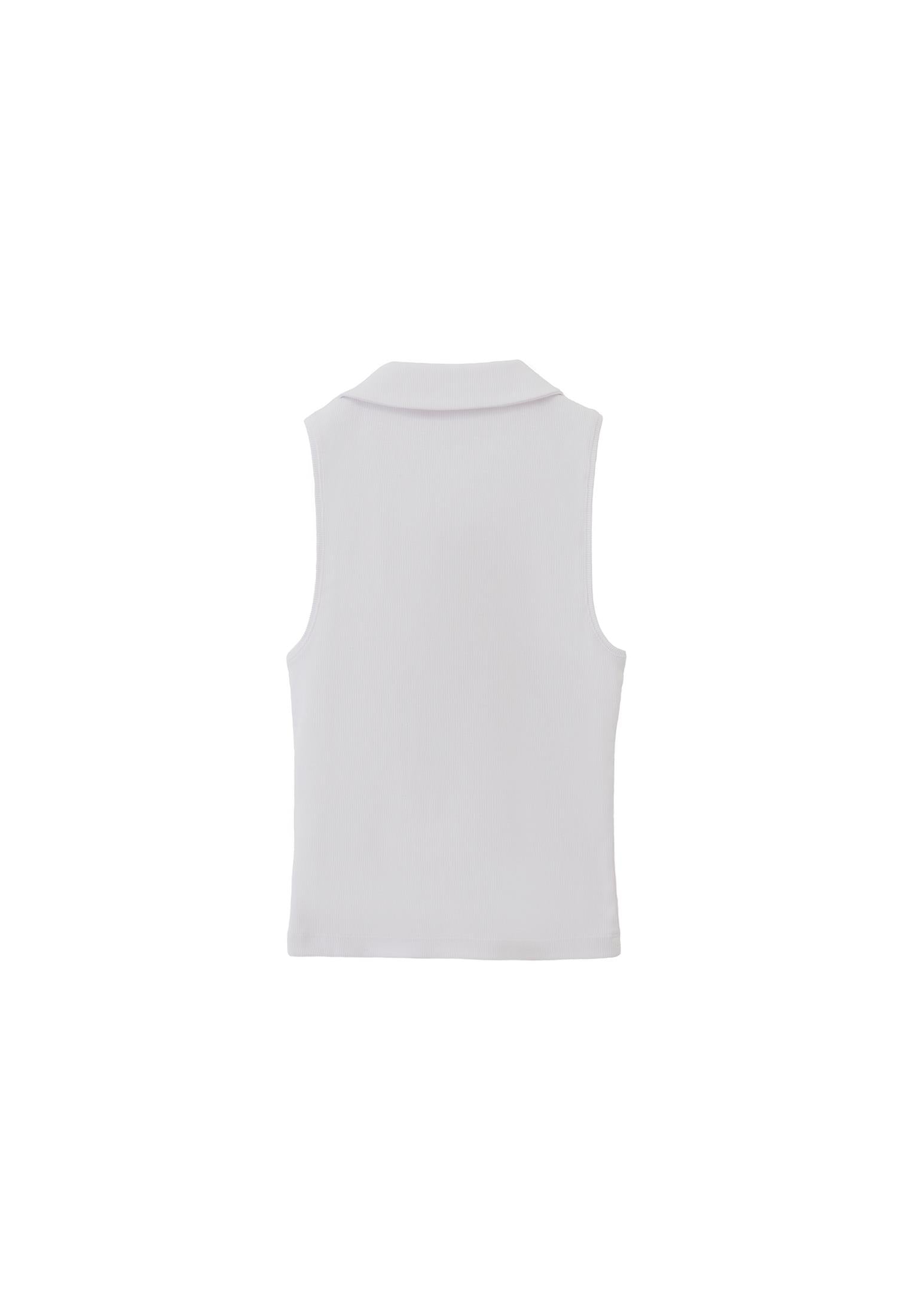 Polo Neck Tank Top - WHITE