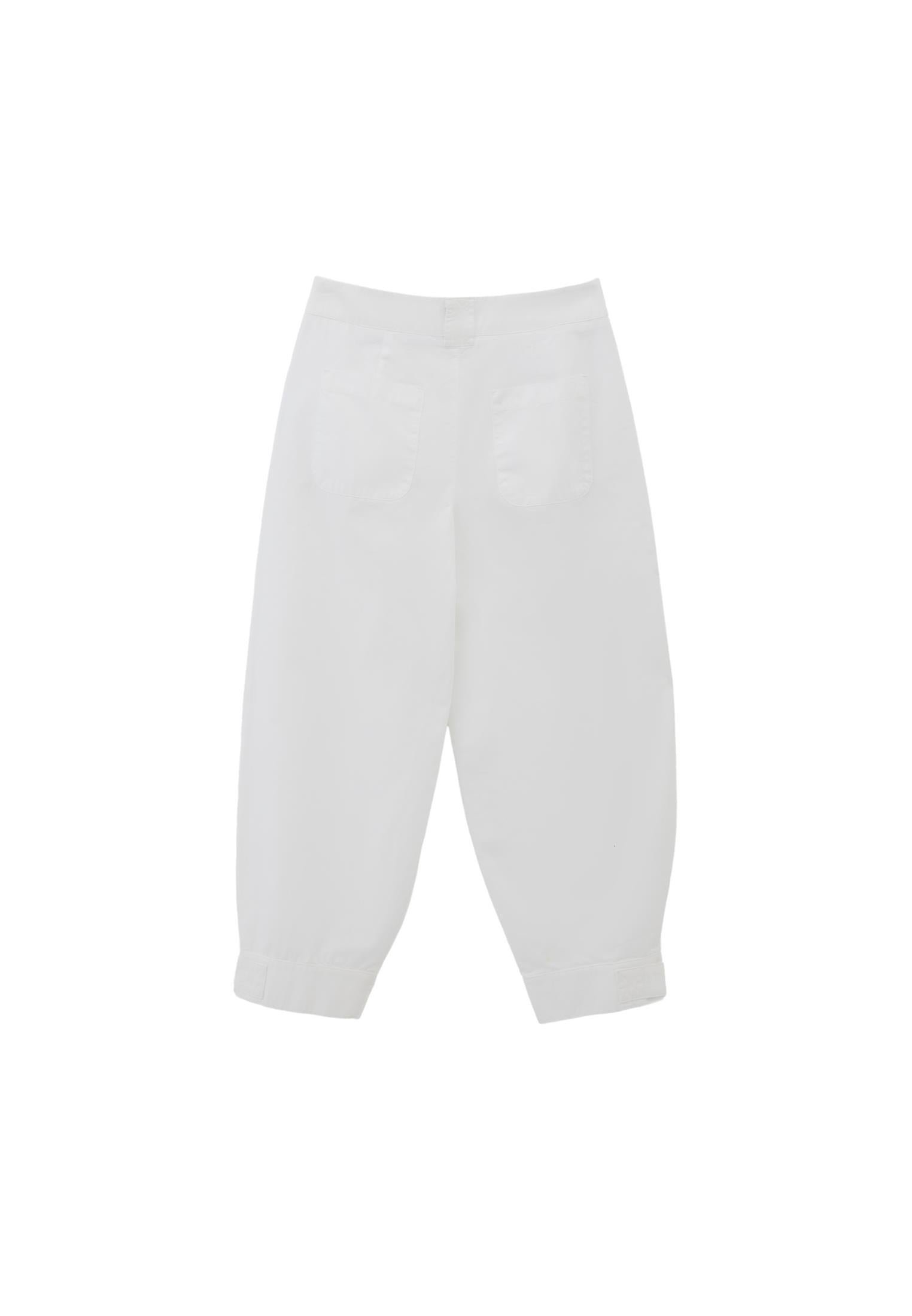 Pleated Cotton Pants - WHITE