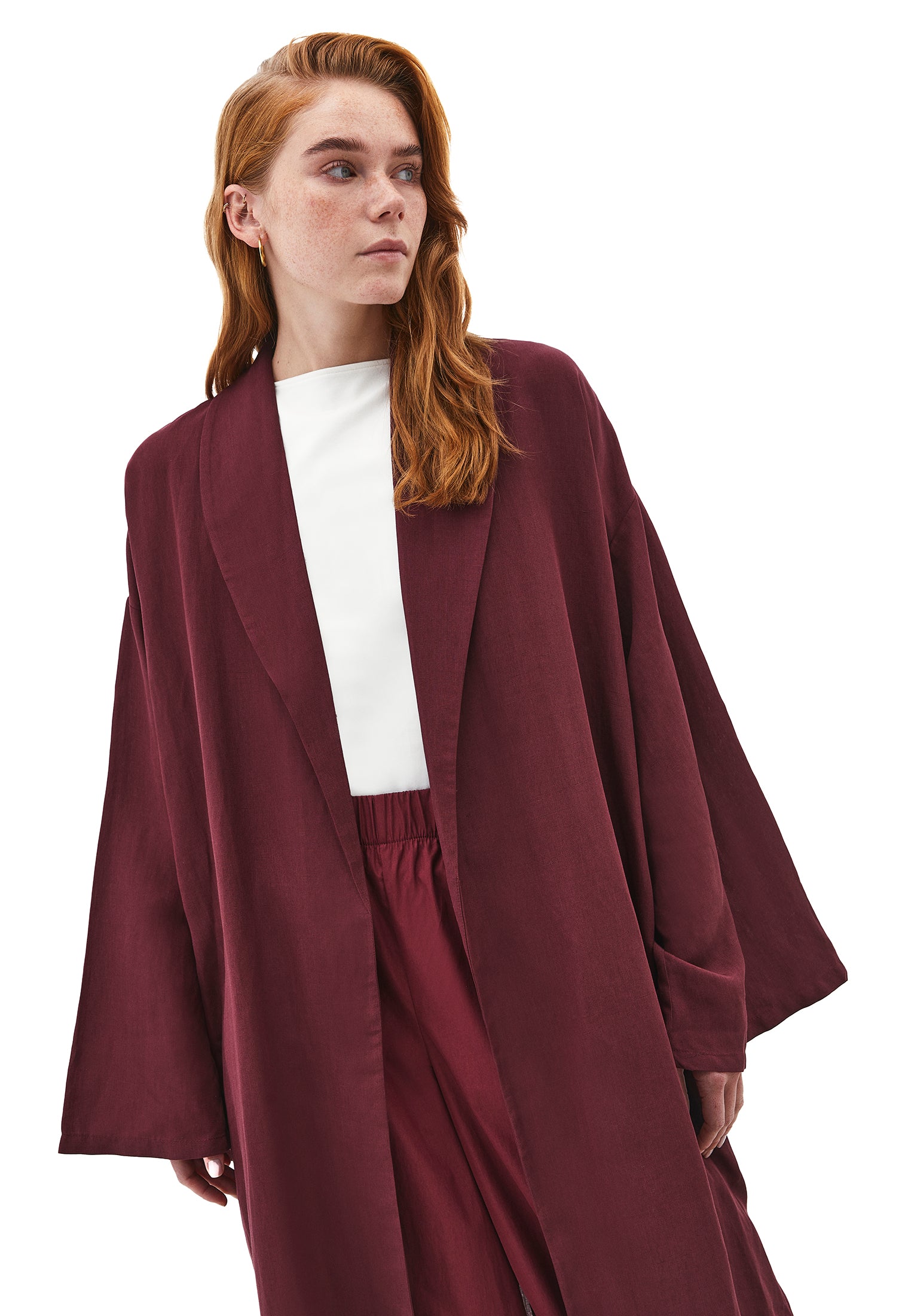 Kimono Tunic With Slit Detail - WINDSOR WINE
