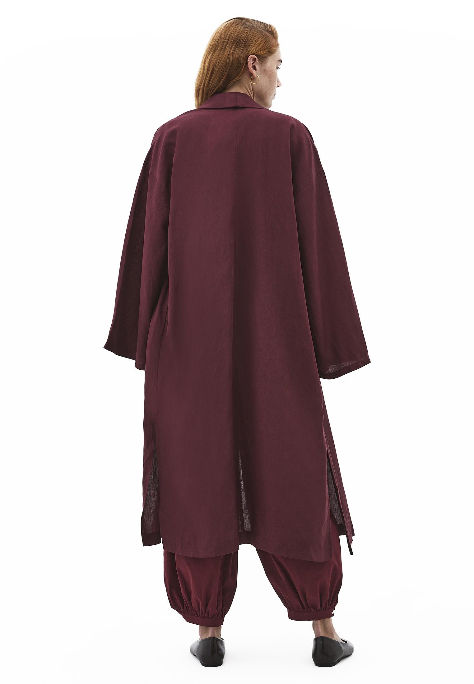 سترة كيمونو بفتحة جانبية - نبيذي ويندسور