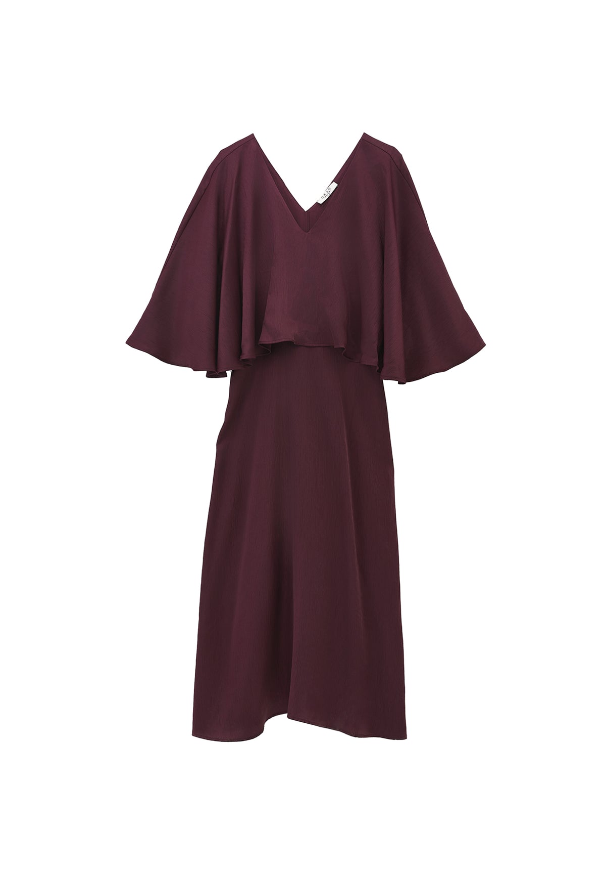 V Neck Long Dress - Burgundy