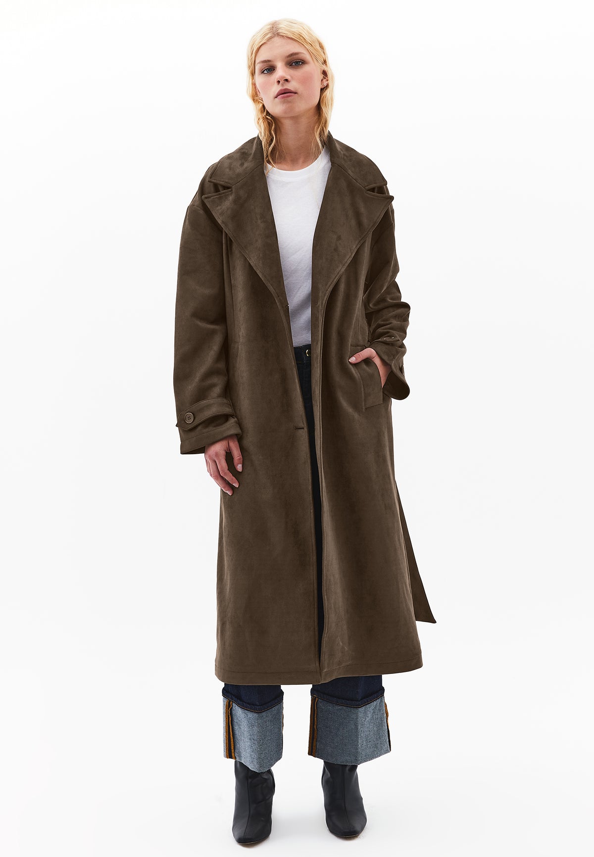 Suede Trenchcoat - Brown