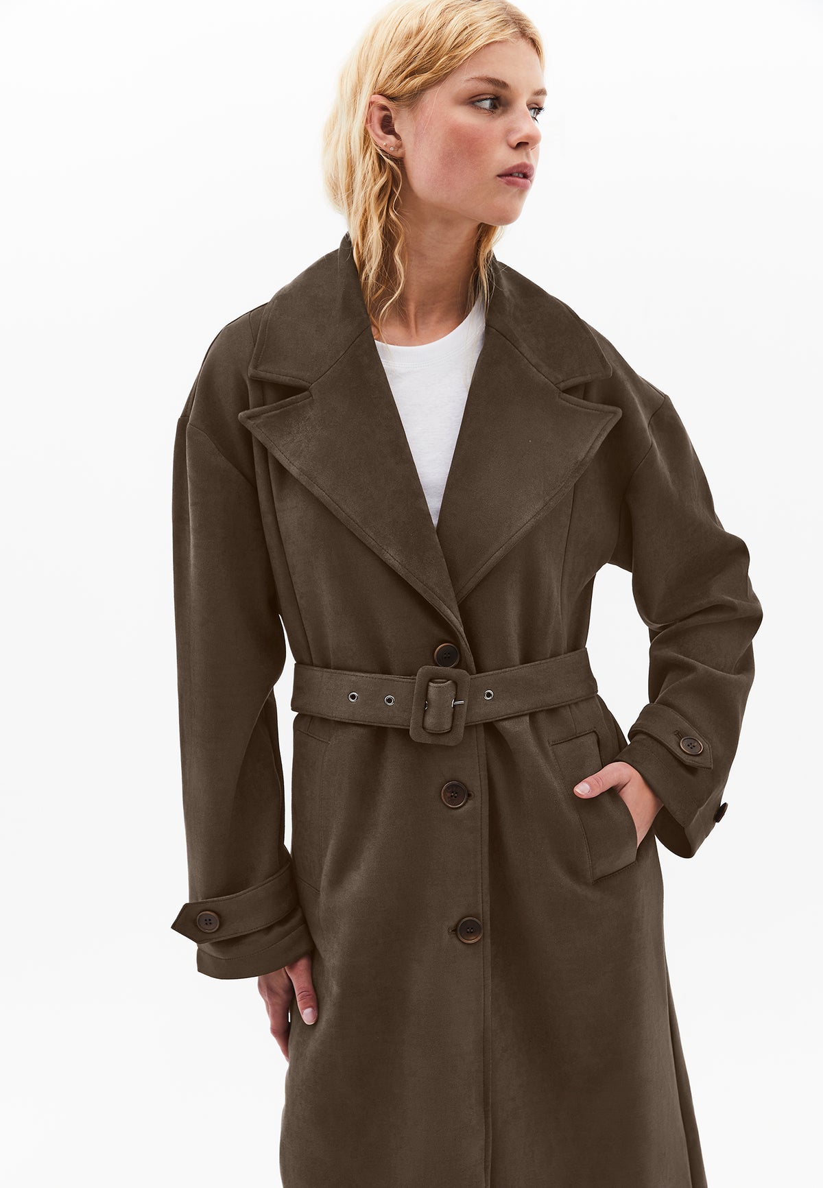 Suede Trenchcoat - Brown