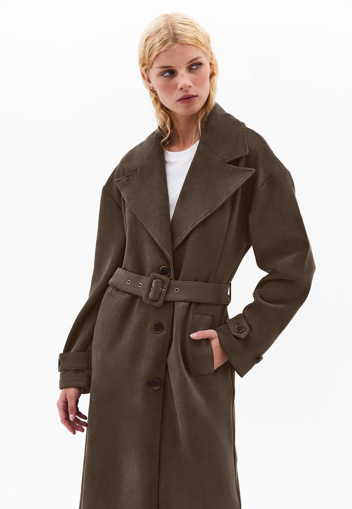 Suede Trenchcoat - Brown