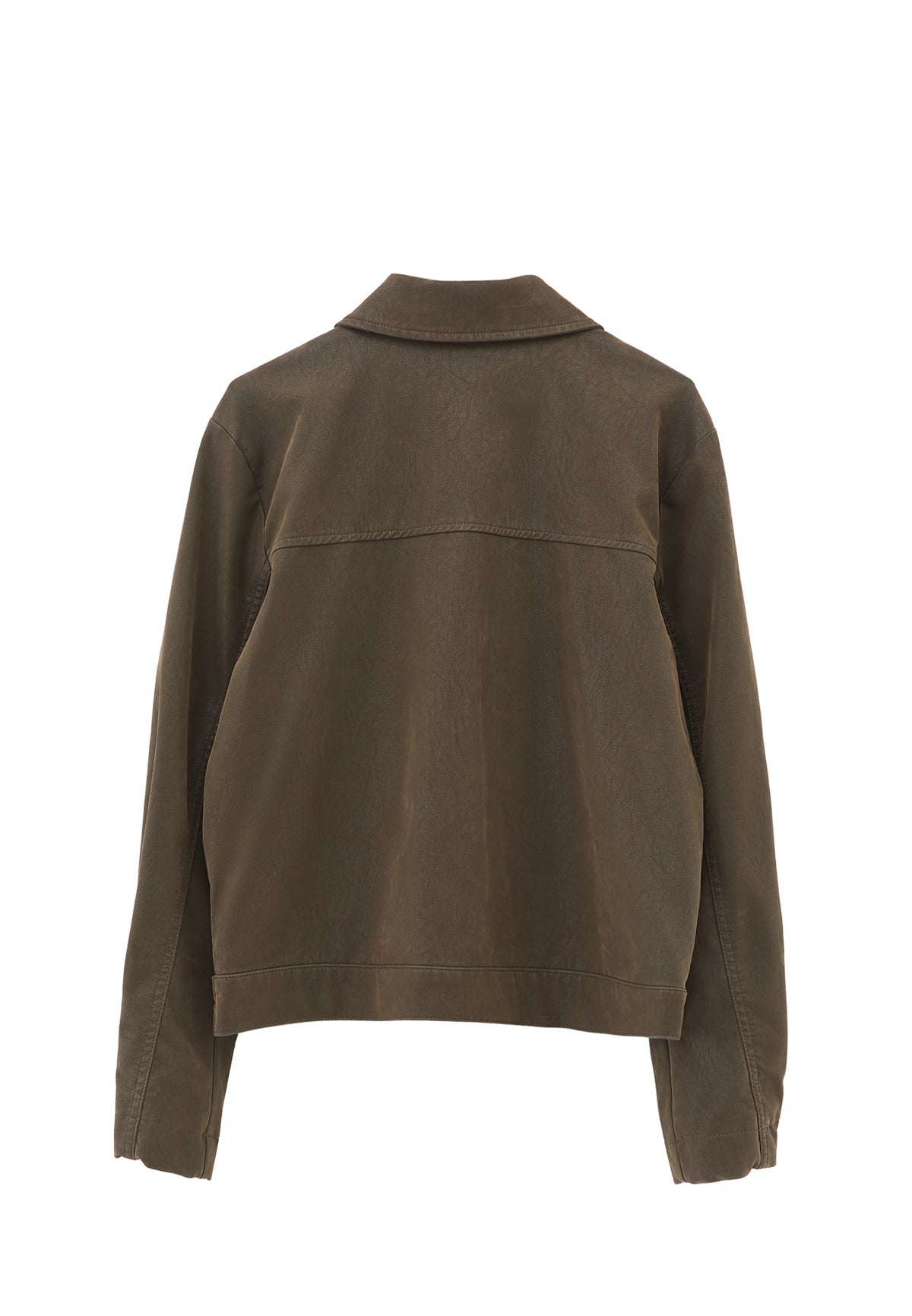 Slim Suede Jacket With Pocket Details - Brown