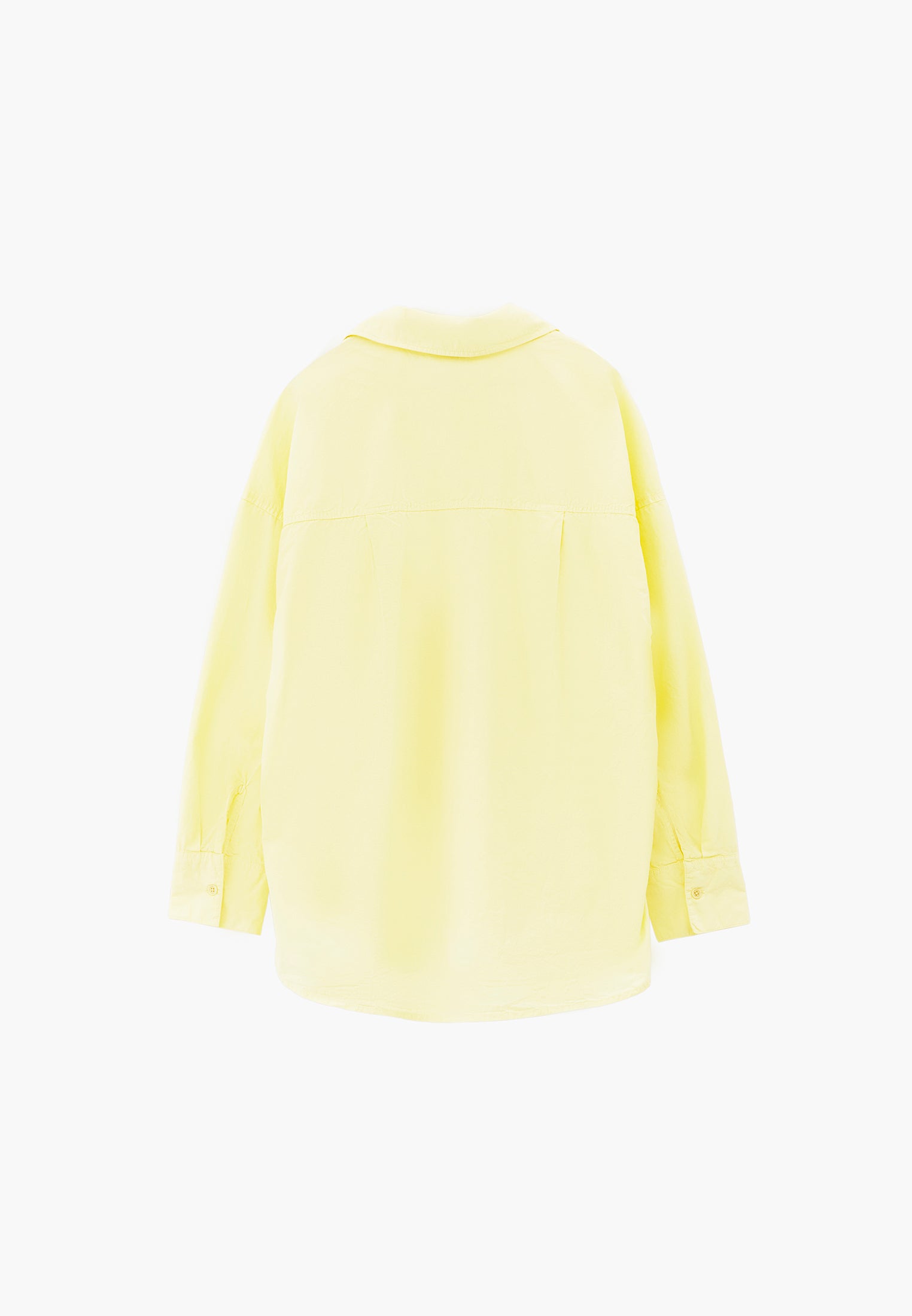 Oversized Long-Sleeve Shirt with Pocket Detail - YELLOW PEAR