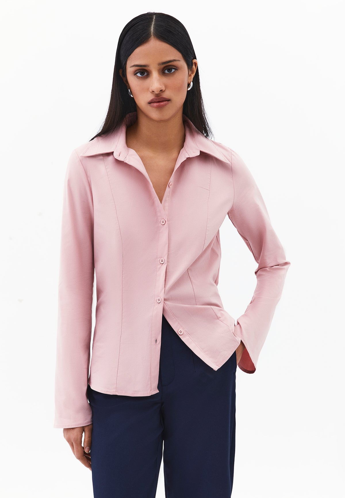 Buttoned Long Sleeve Shirt - Pink