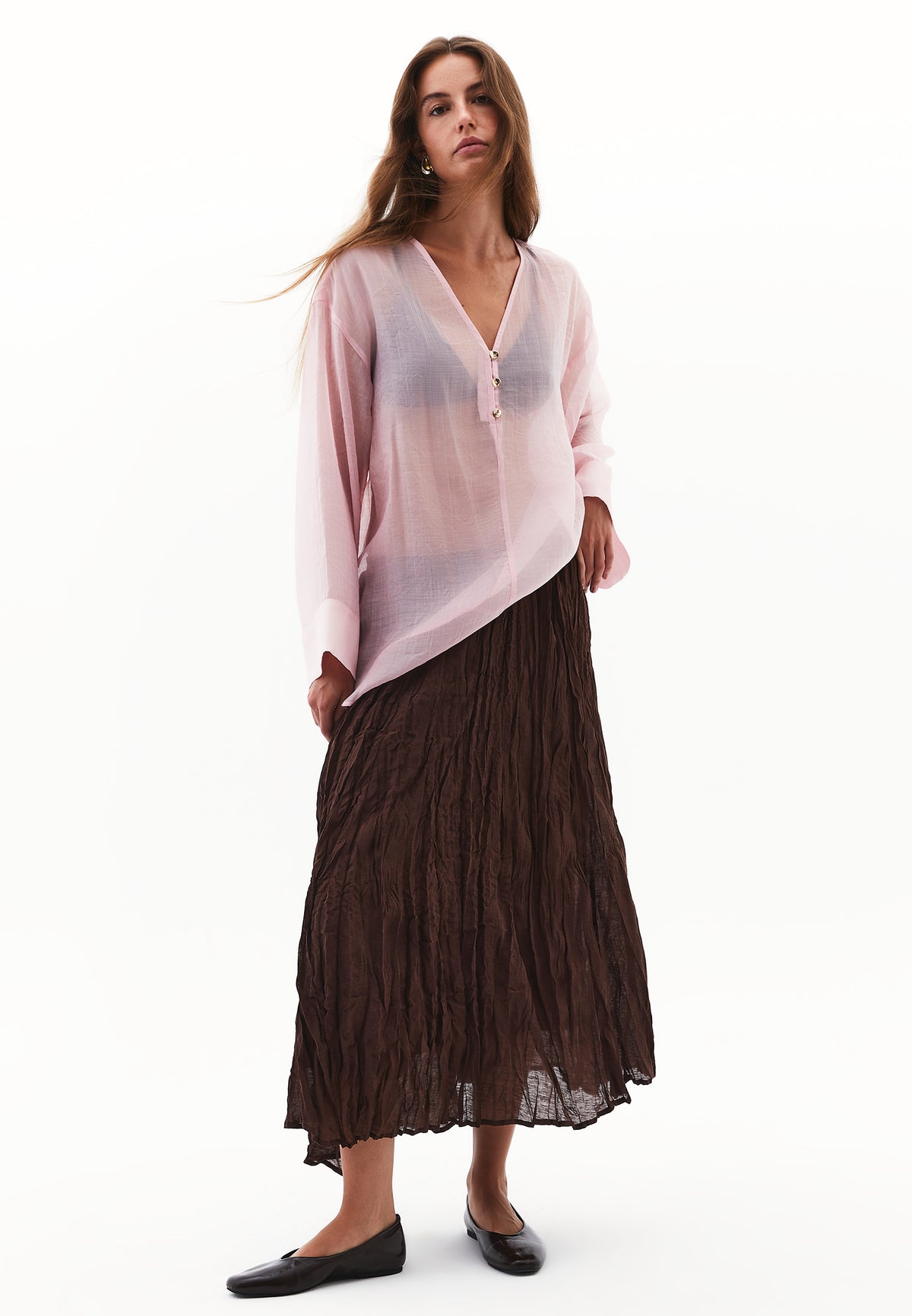 Tunic Blouse With Button Details - Pink
