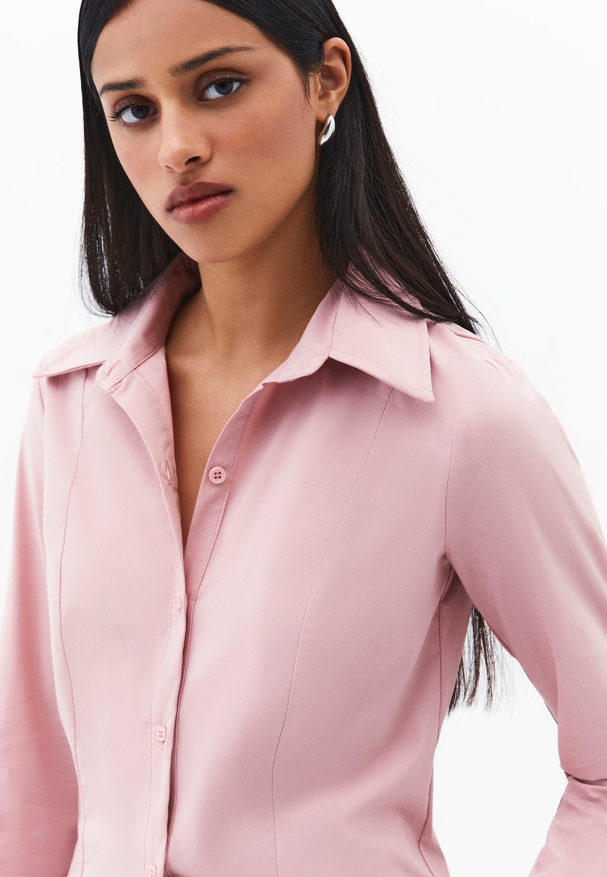 Buttoned Long Sleeve Shirt - Pink