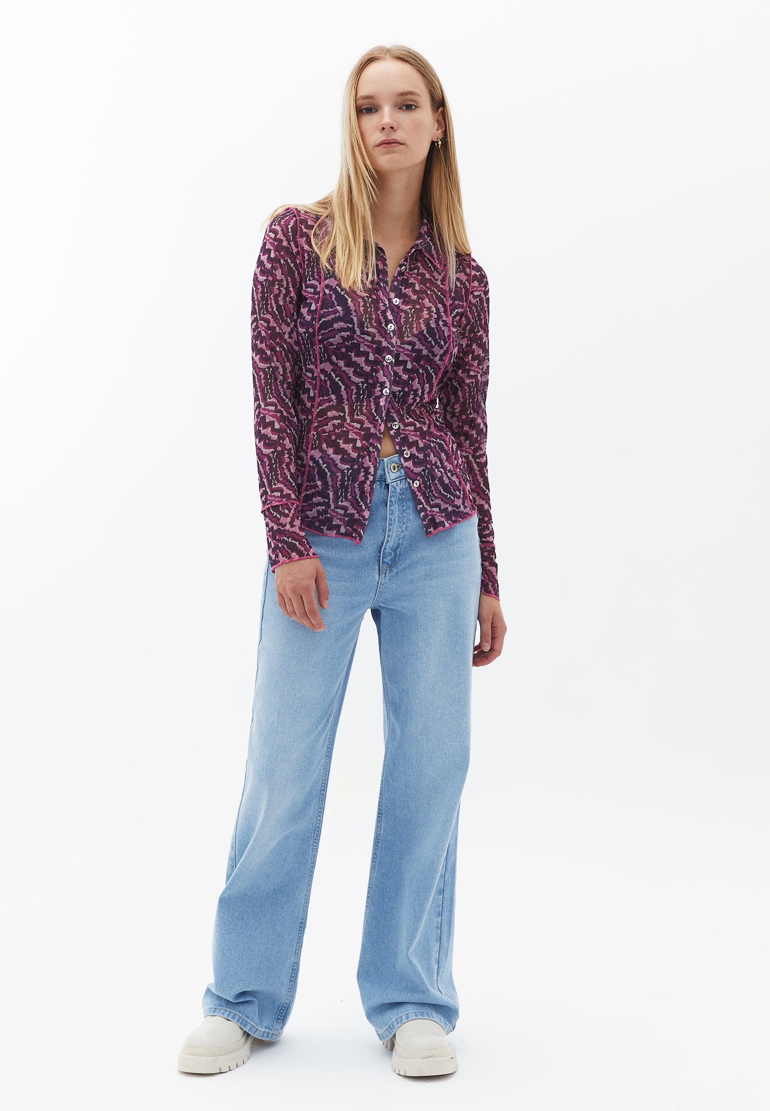 Tulle Shirt with Button Detail - ABSTRACT COMB