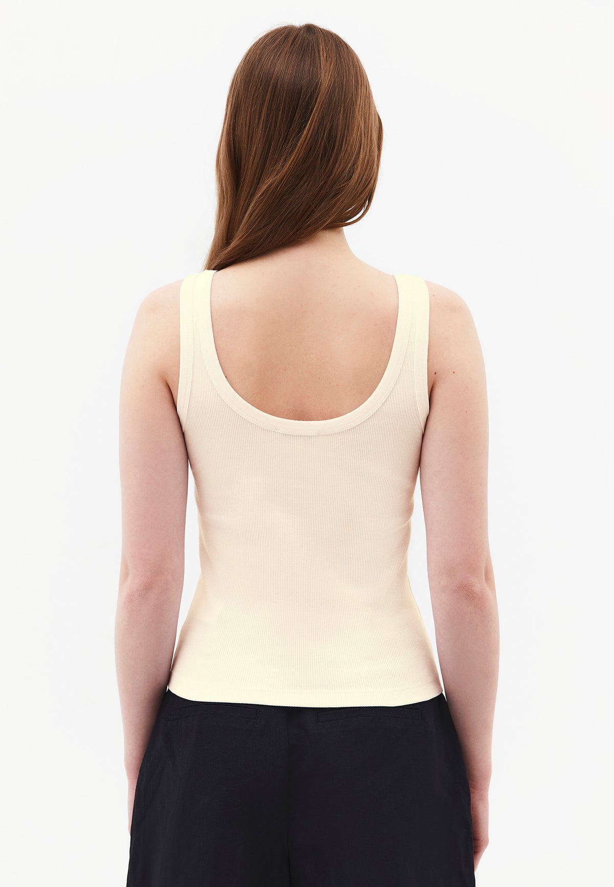 U Neck Bodycon Ribbed Tank Top - Yellow