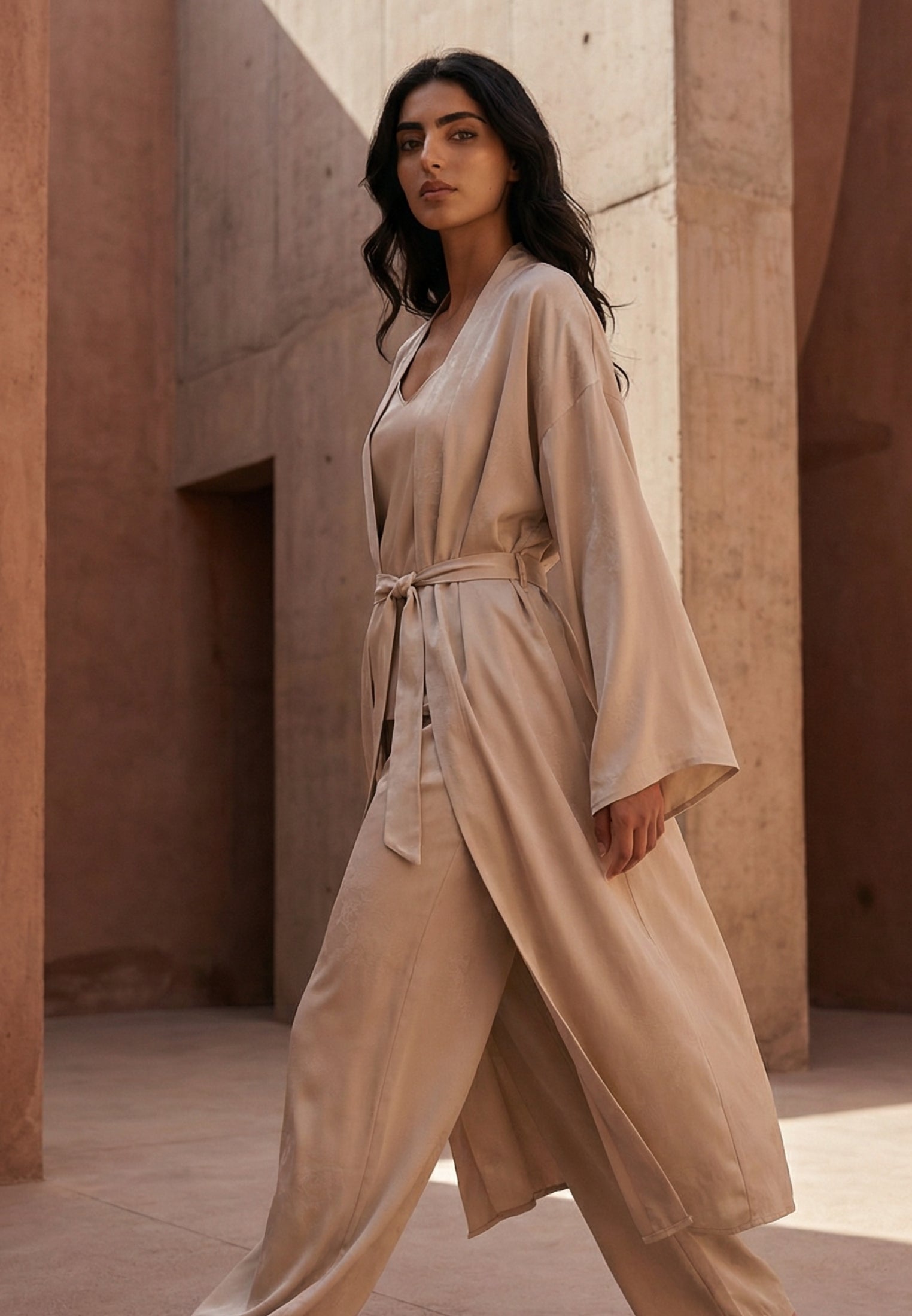 Long Embroidered Detail Oversize Kimono - FEATHER GRAY