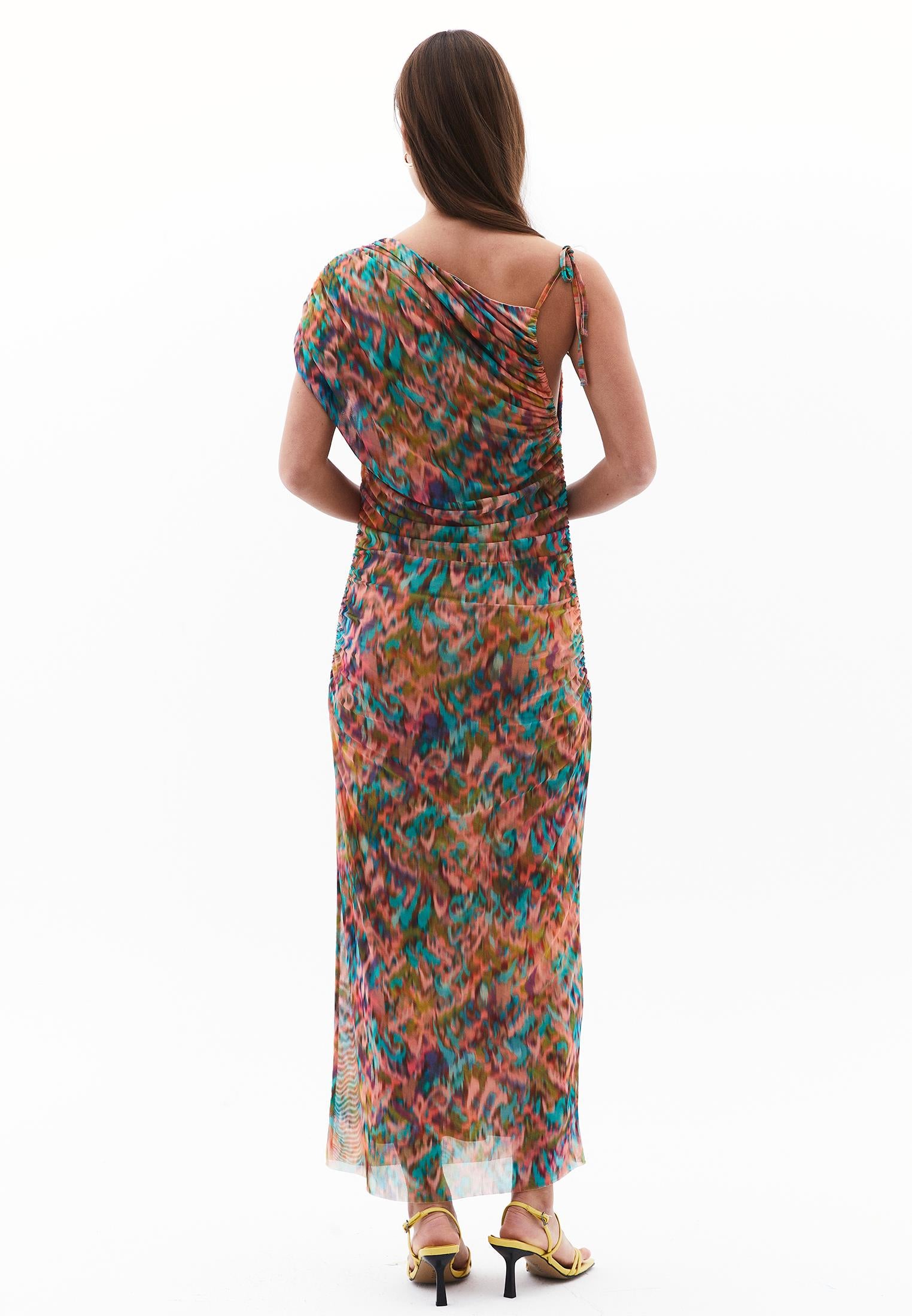 Asymmetric Midi Dress - ABSTRACT COMB