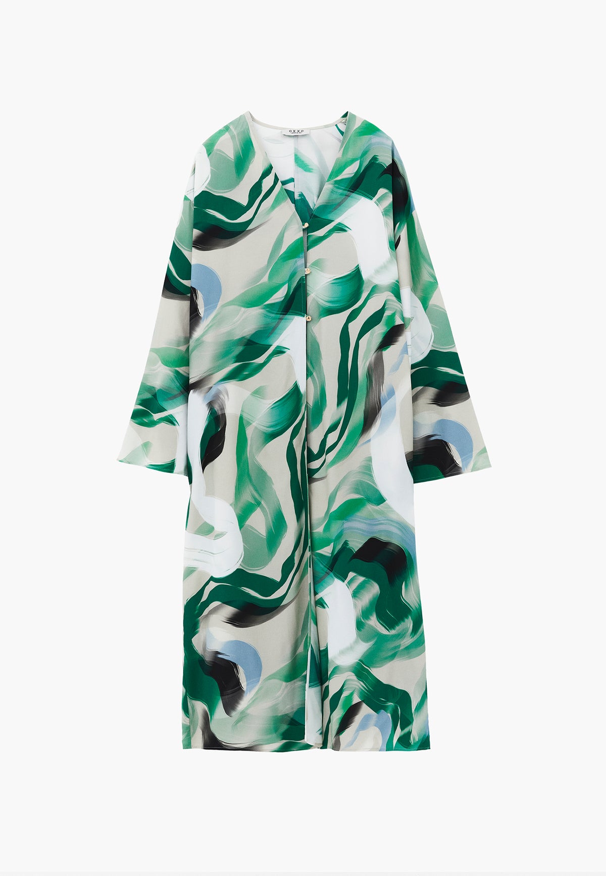 Oversize Long Button Detailed Kimono - Mix Color