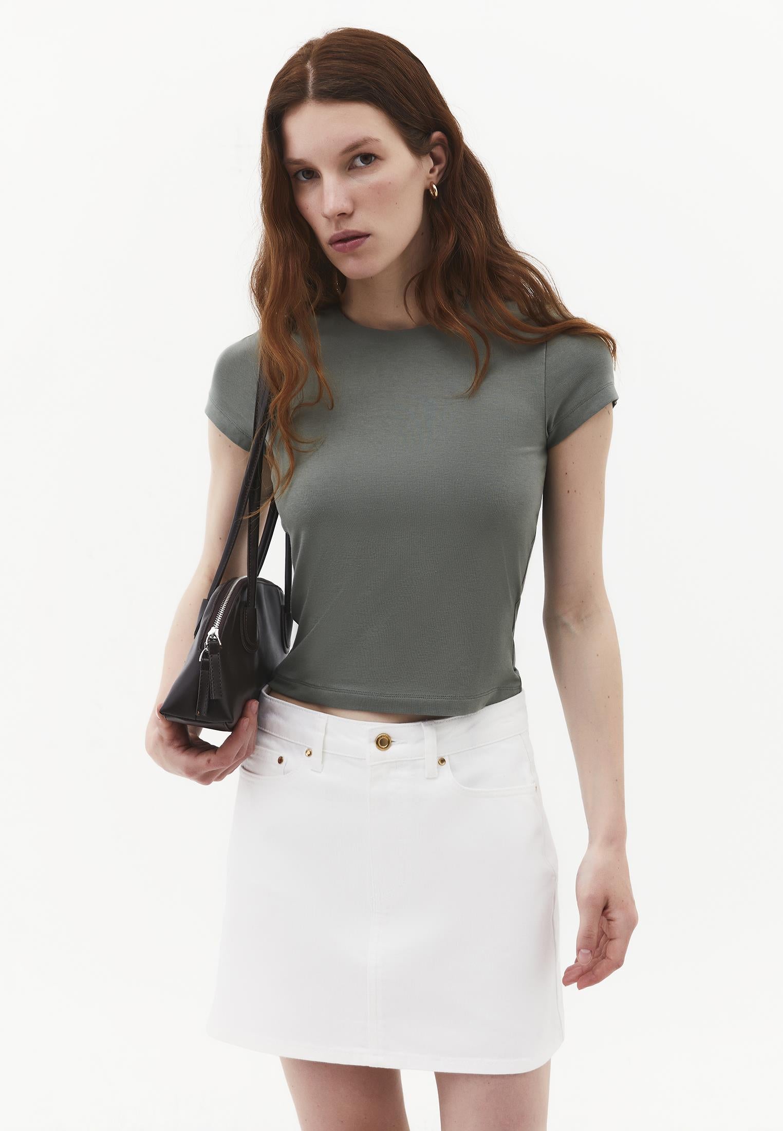 Bodycon T-Shirt Crew Neck - AGAVE GREEN